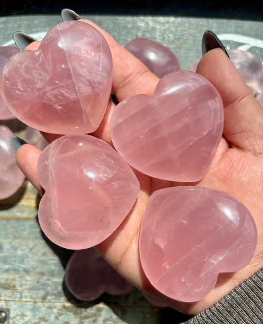 One (1) Intuitley Chosen High Grade Star Flash Rose Quartz Heart from Madagascar (VIDEO)