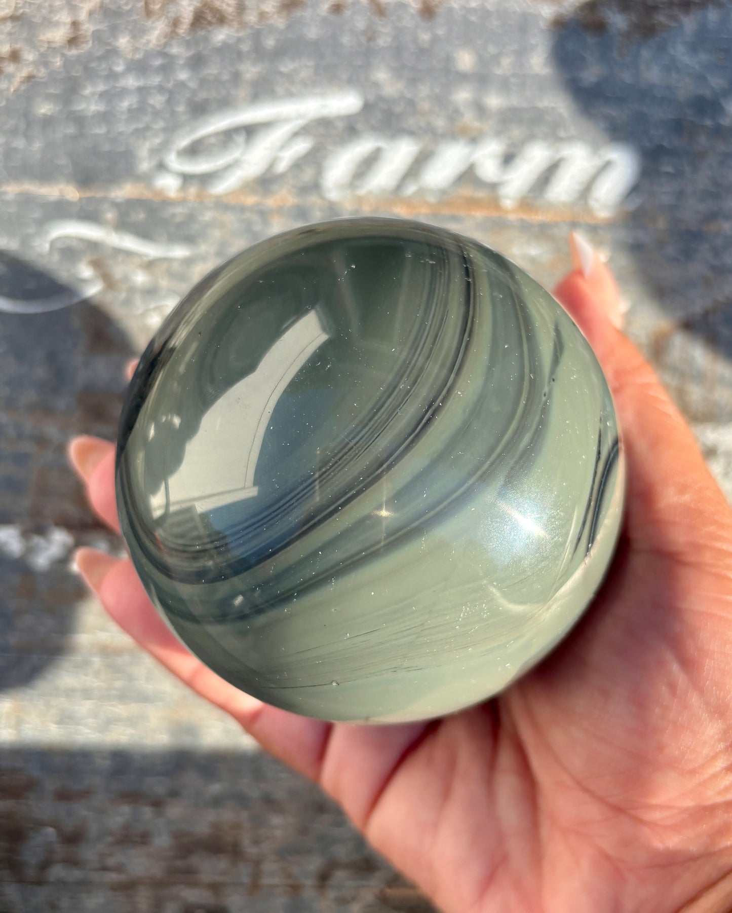 Rare Platinum Obsidian Large Sphere from Mexico | Opt M