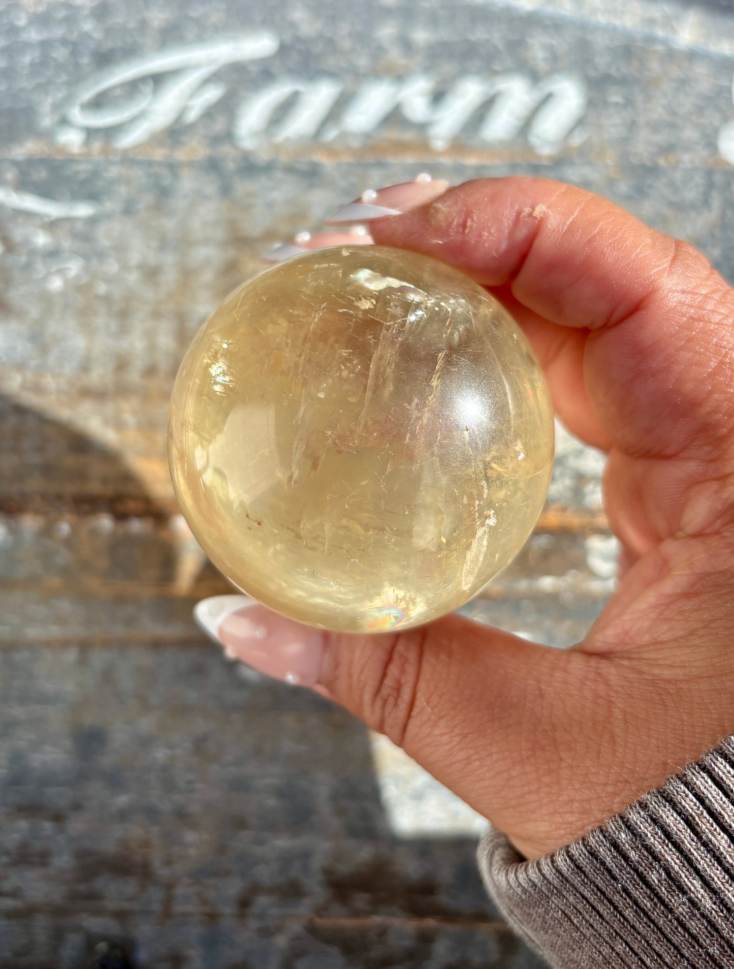 Gorgeous Optical Honey Calcite Sphere | E