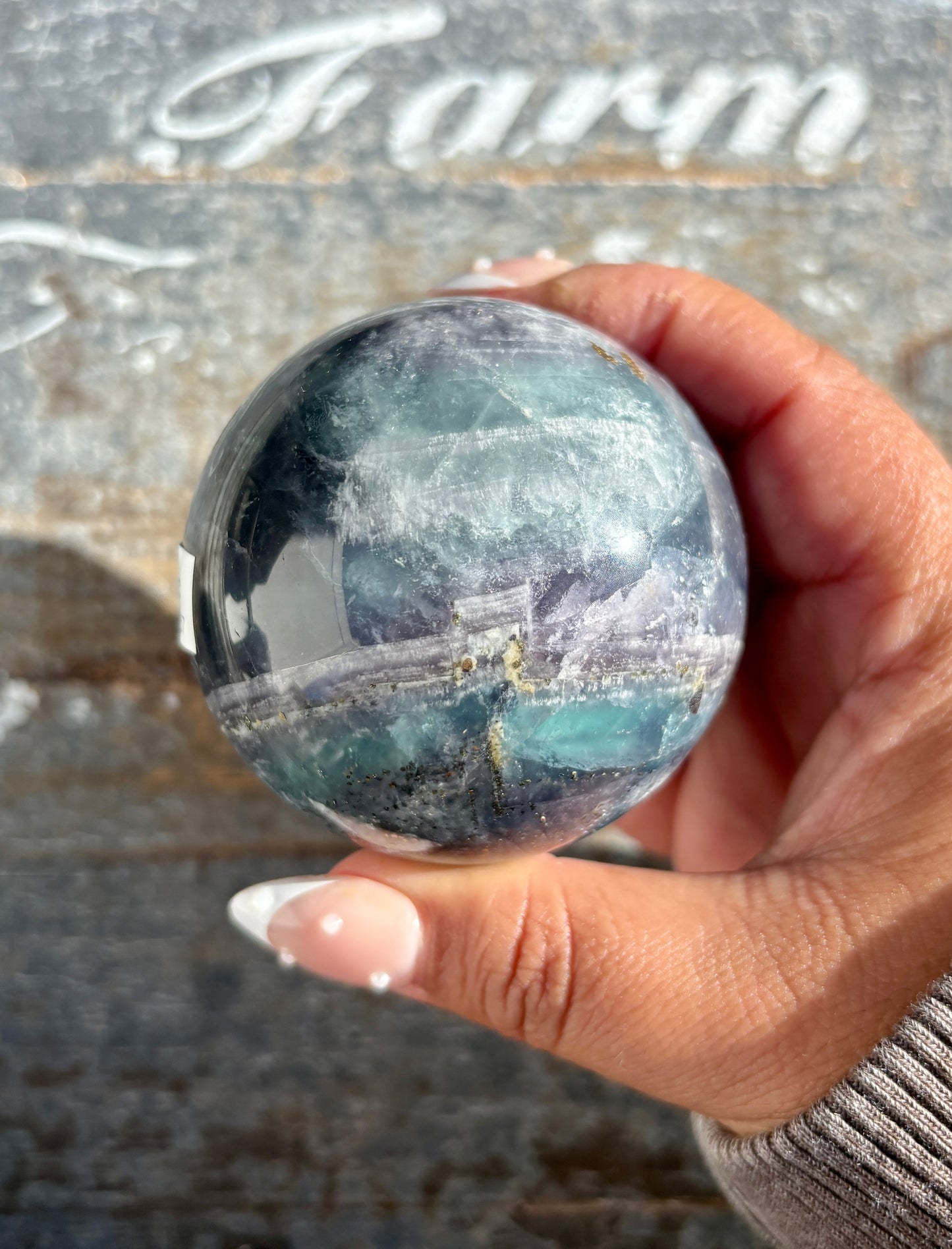 Gorgeous Blue Fluorite with Pyrite Sphere | Opt C