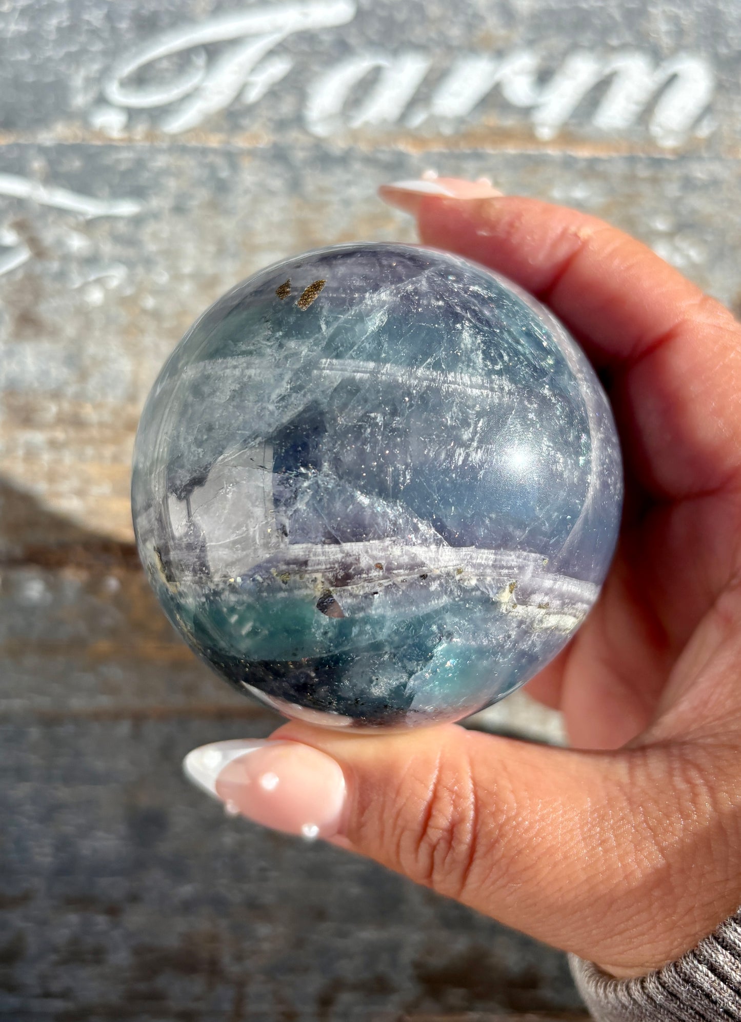 Gorgeous Blue Fluorite with Pyrite Sphere | Opt C