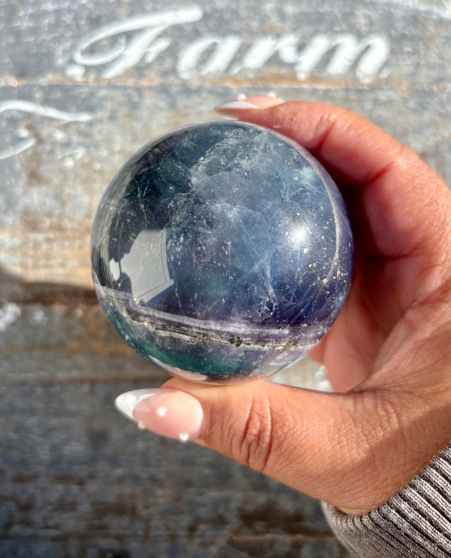 Gorgeous Blue Fluorite with Pyrite Sphere | Opt C