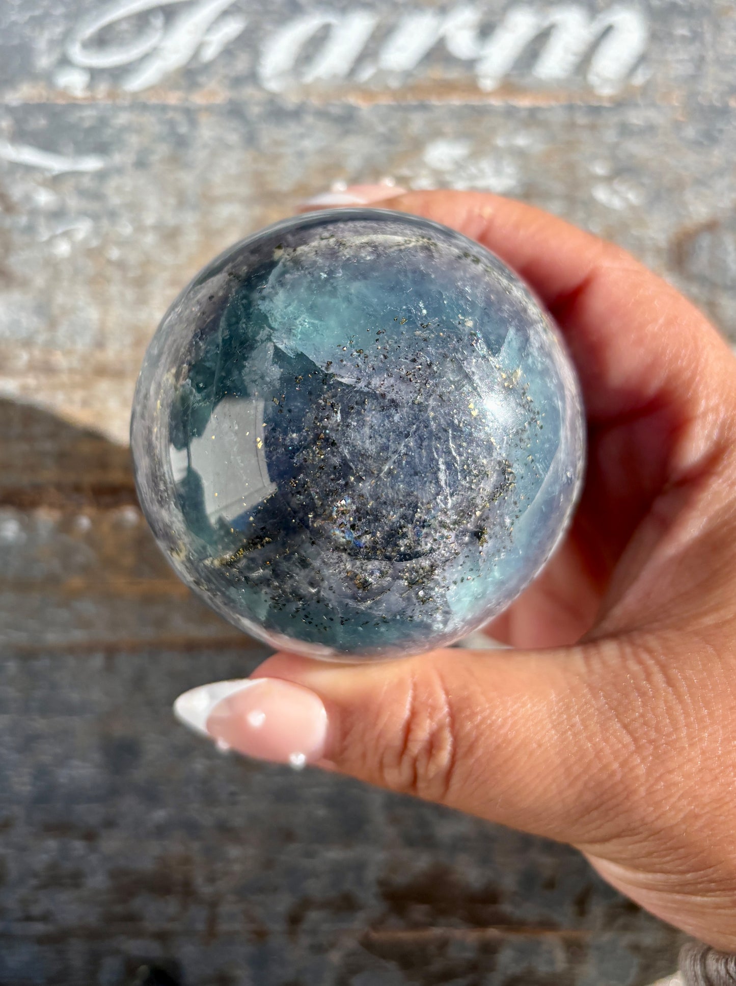 Gorgeous Blue Fluorite with Pyrite Sphere | Opt C