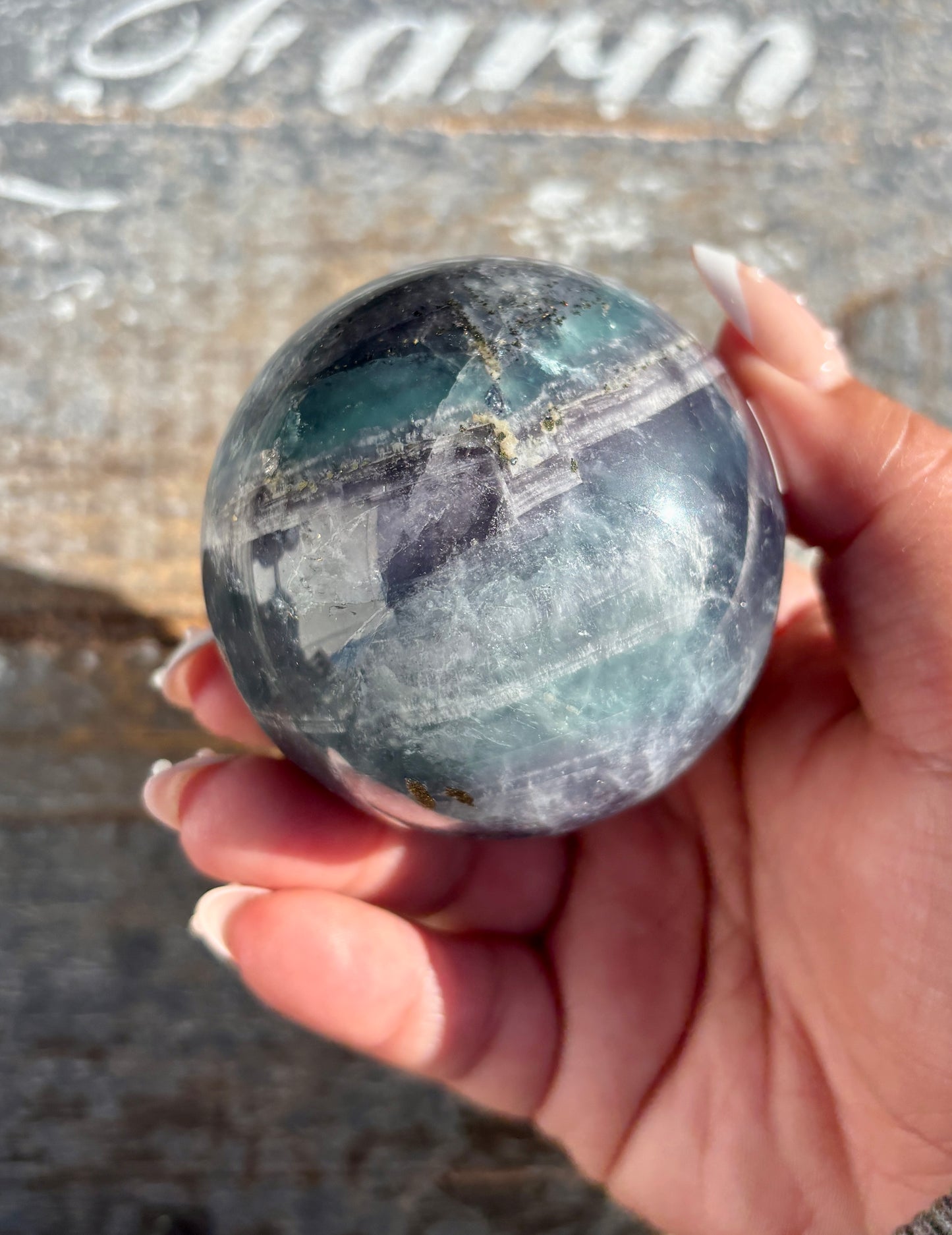 Gorgeous Blue Fluorite with Pyrite Sphere | Opt C