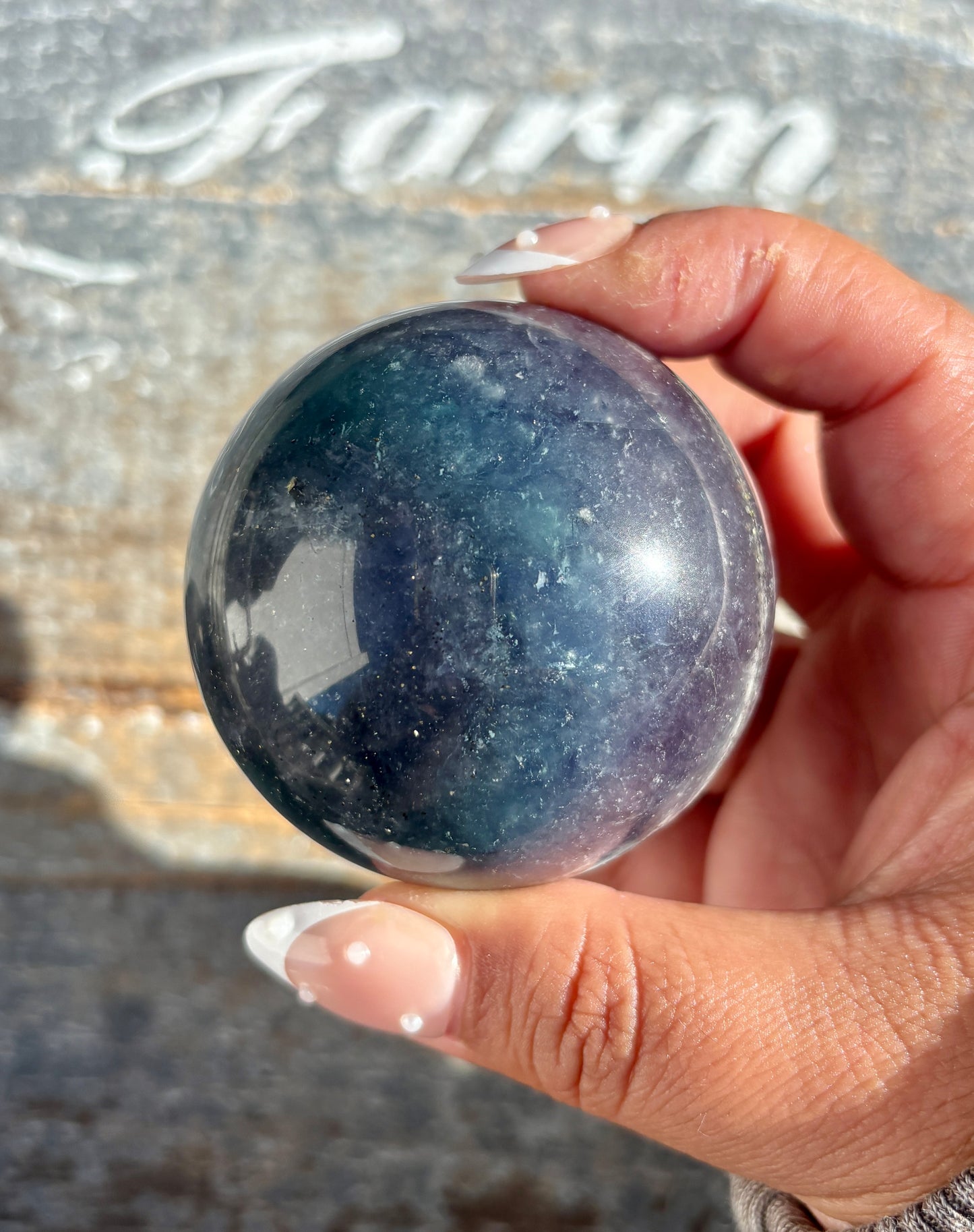 Gorgeous Blue Fluorite with Pyrite Sphere | Opt E