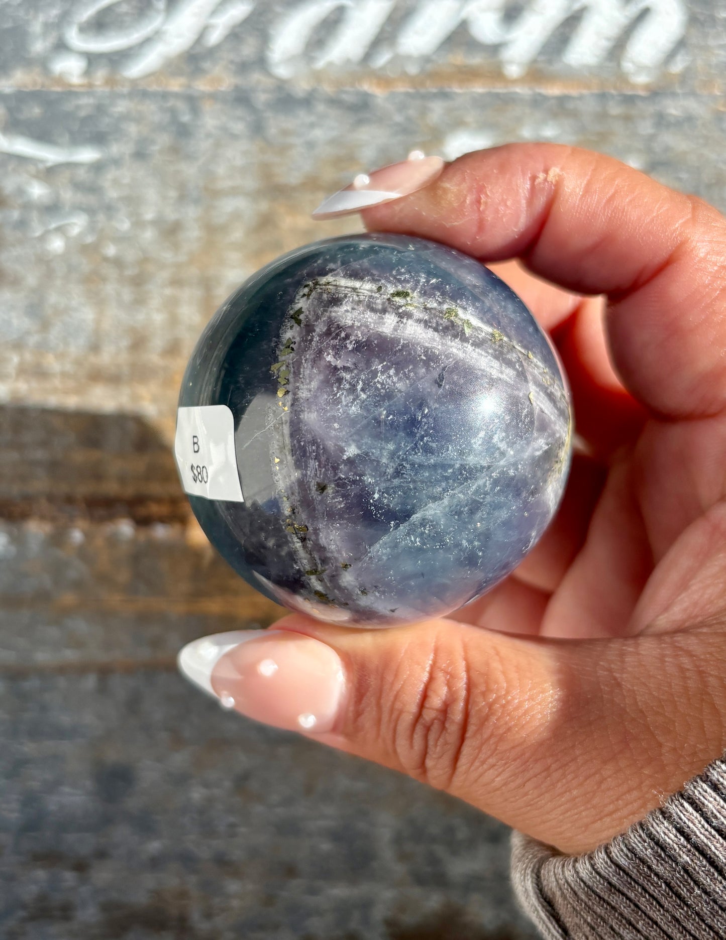 Gorgeous Blue Fluorite with Pyrite Sphere | Opt B