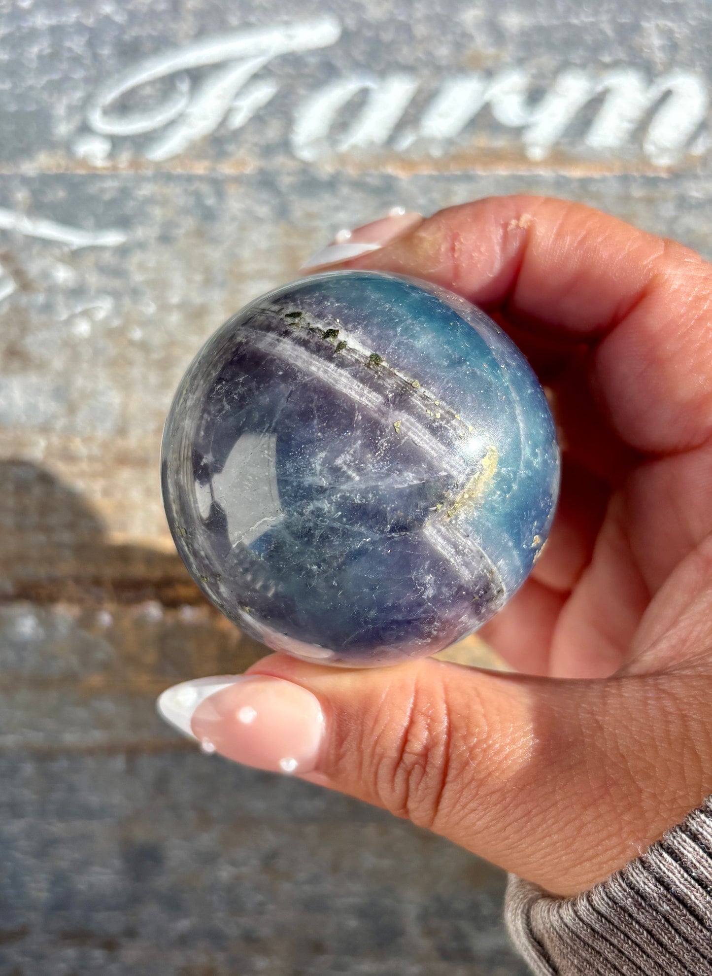Gorgeous Blue Fluorite with Pyrite Sphere | Opt B