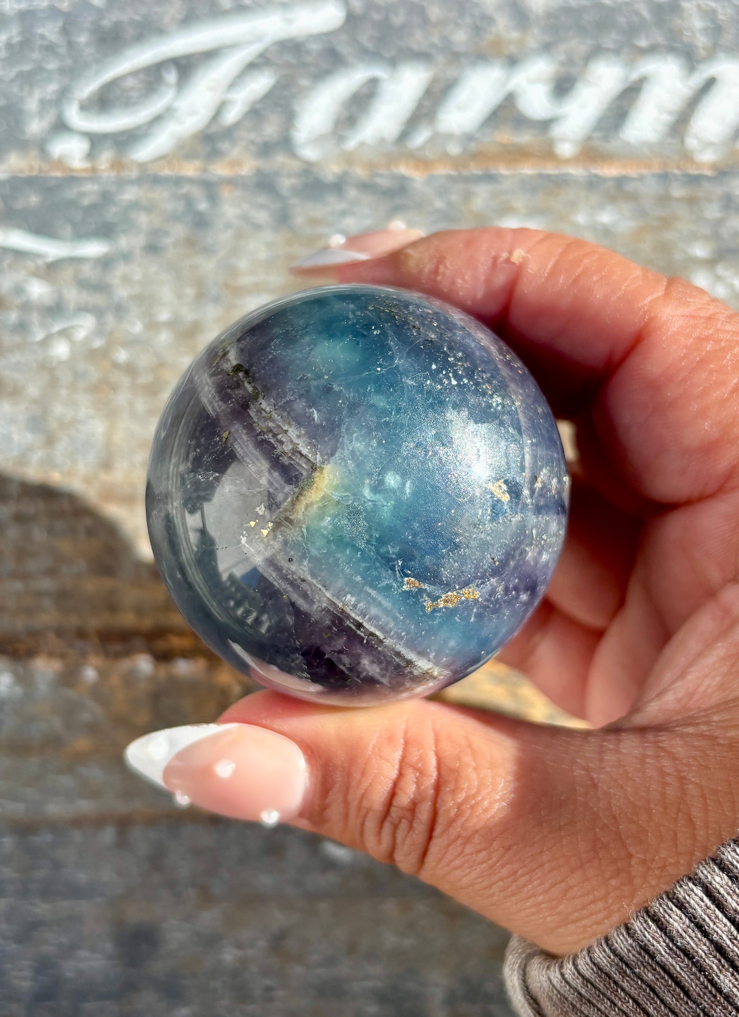 Gorgeous Blue Fluorite with Pyrite Sphere | Opt B
