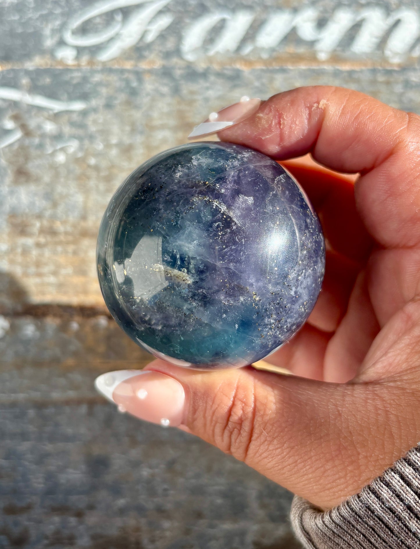 Gorgeous Blue Fluorite with Pyrite Sphere | Opt B