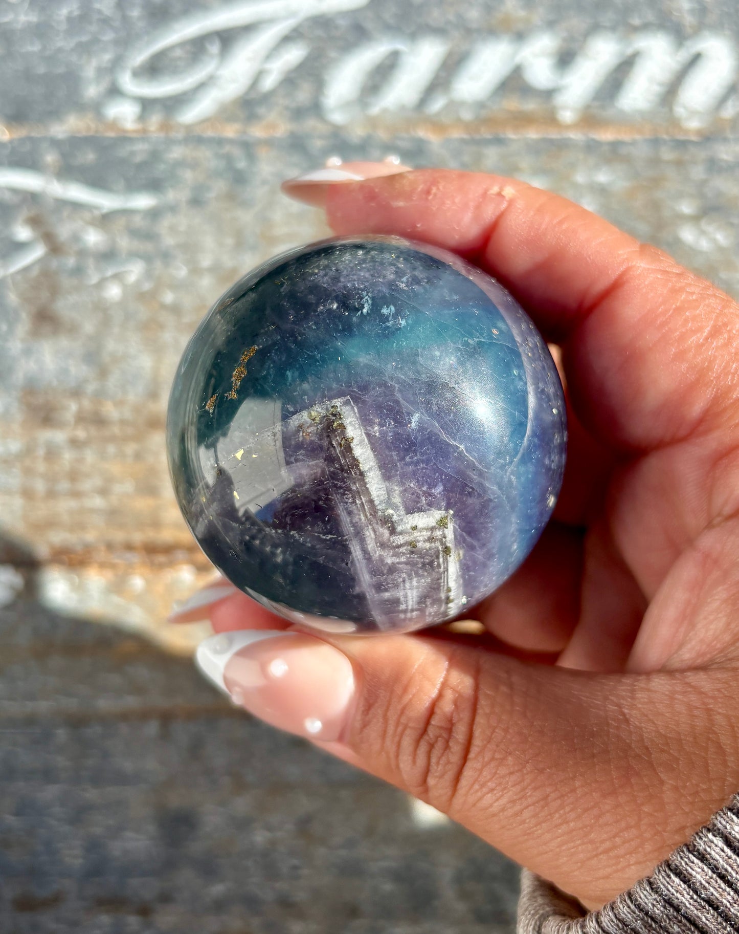 Gorgeous Blue Fluorite with Pyrite Sphere | Opt B