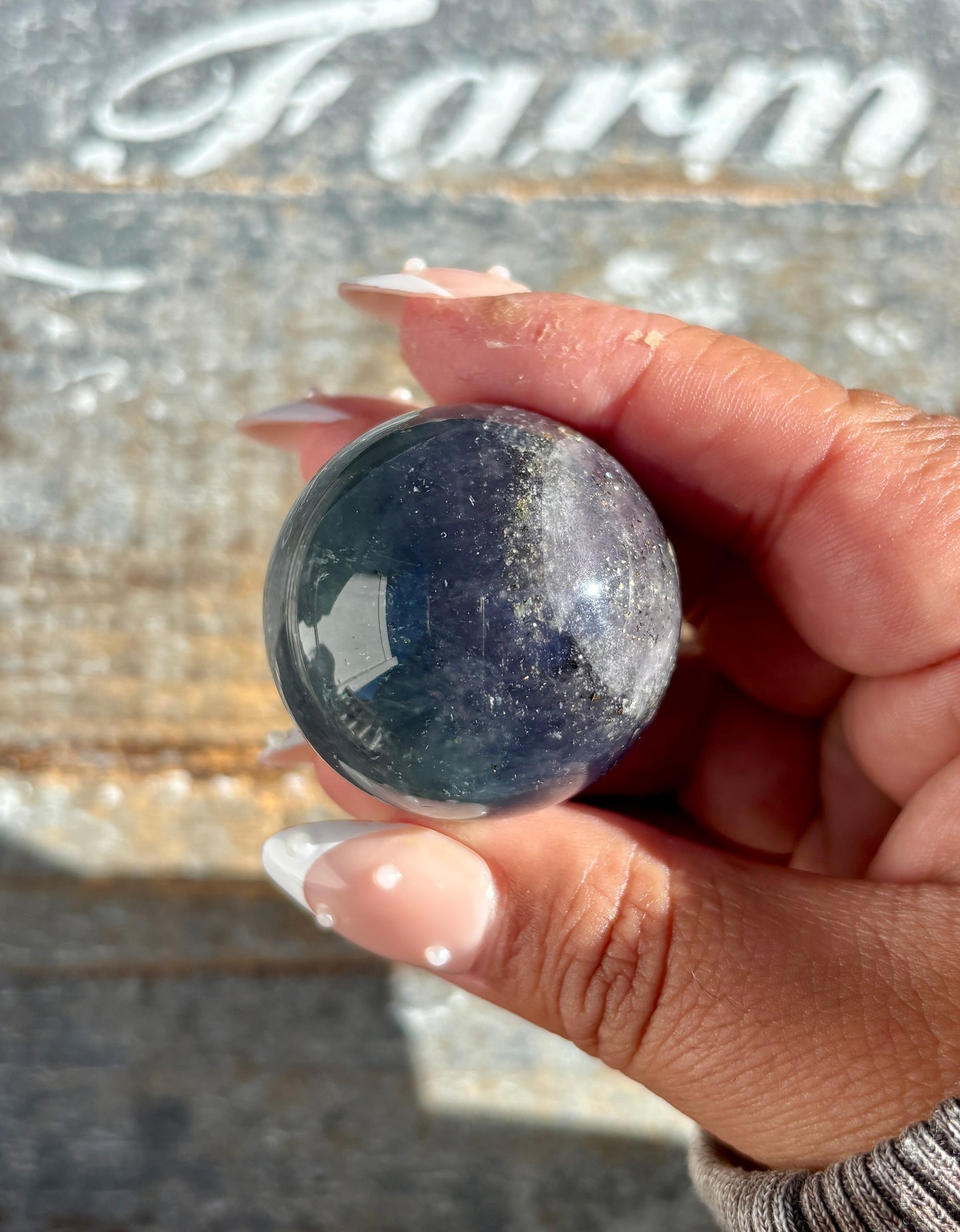 Gorgeous Blue Fluorite with Pyrite Sphere | Opt A