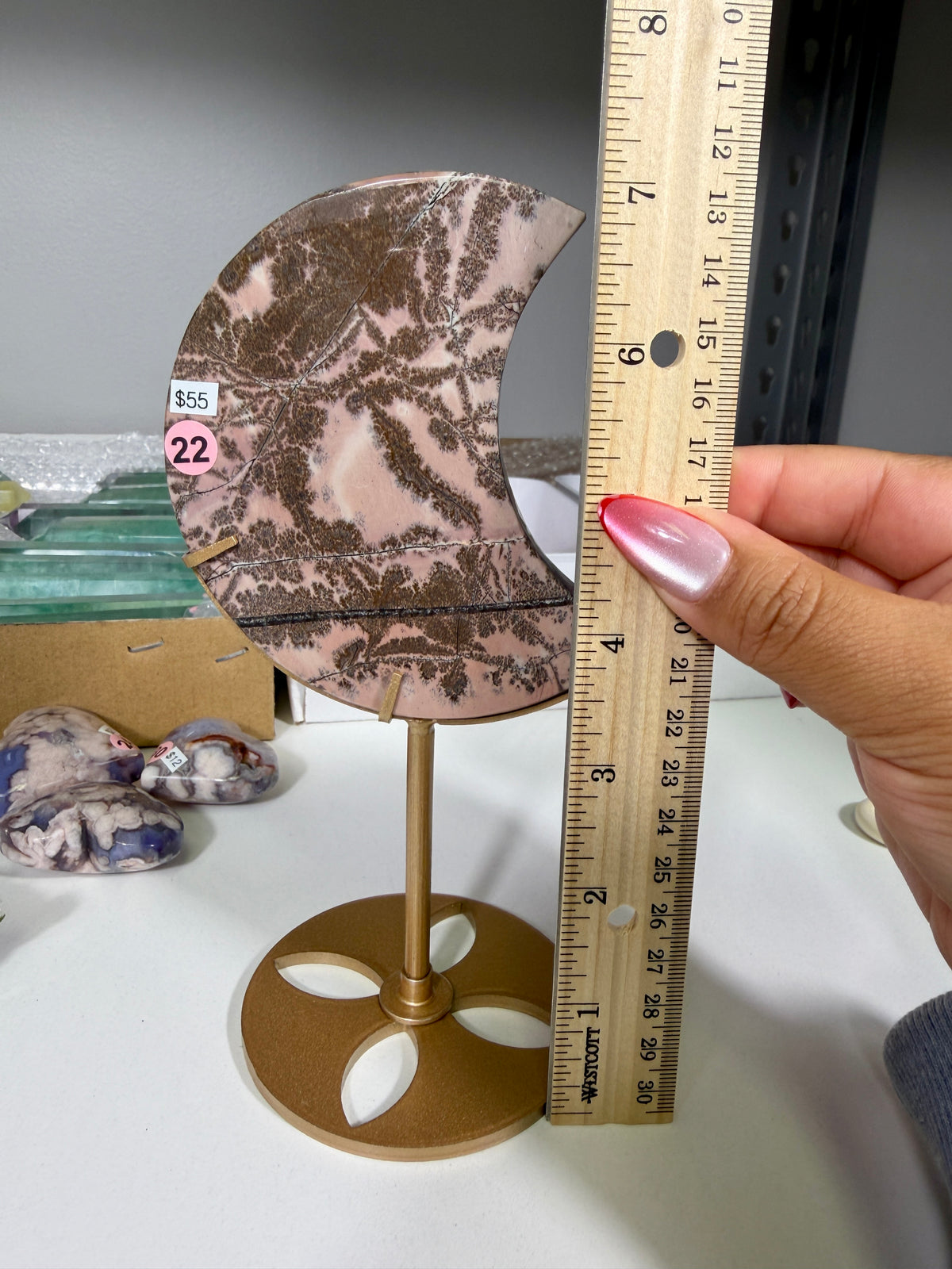 Gorgeous Picture Jasper Moon on Stand | Opt 22