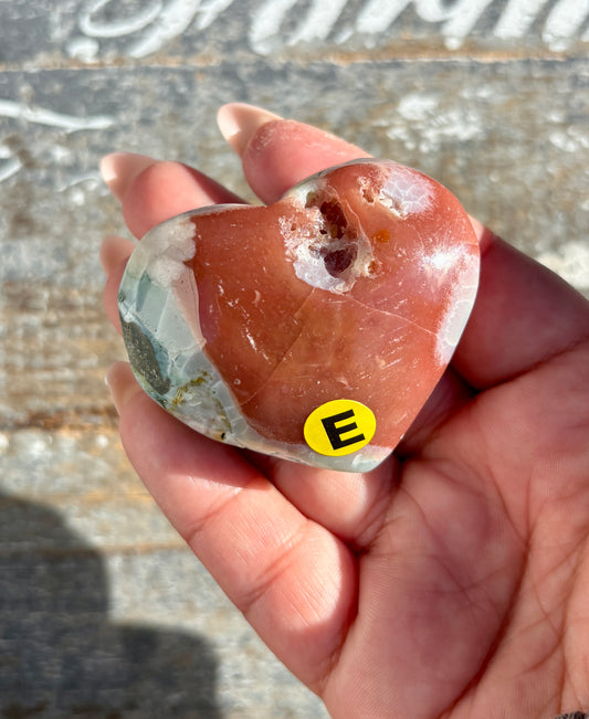 Gorgeous Green Flower Agate Heart from Madagascar | Opt E