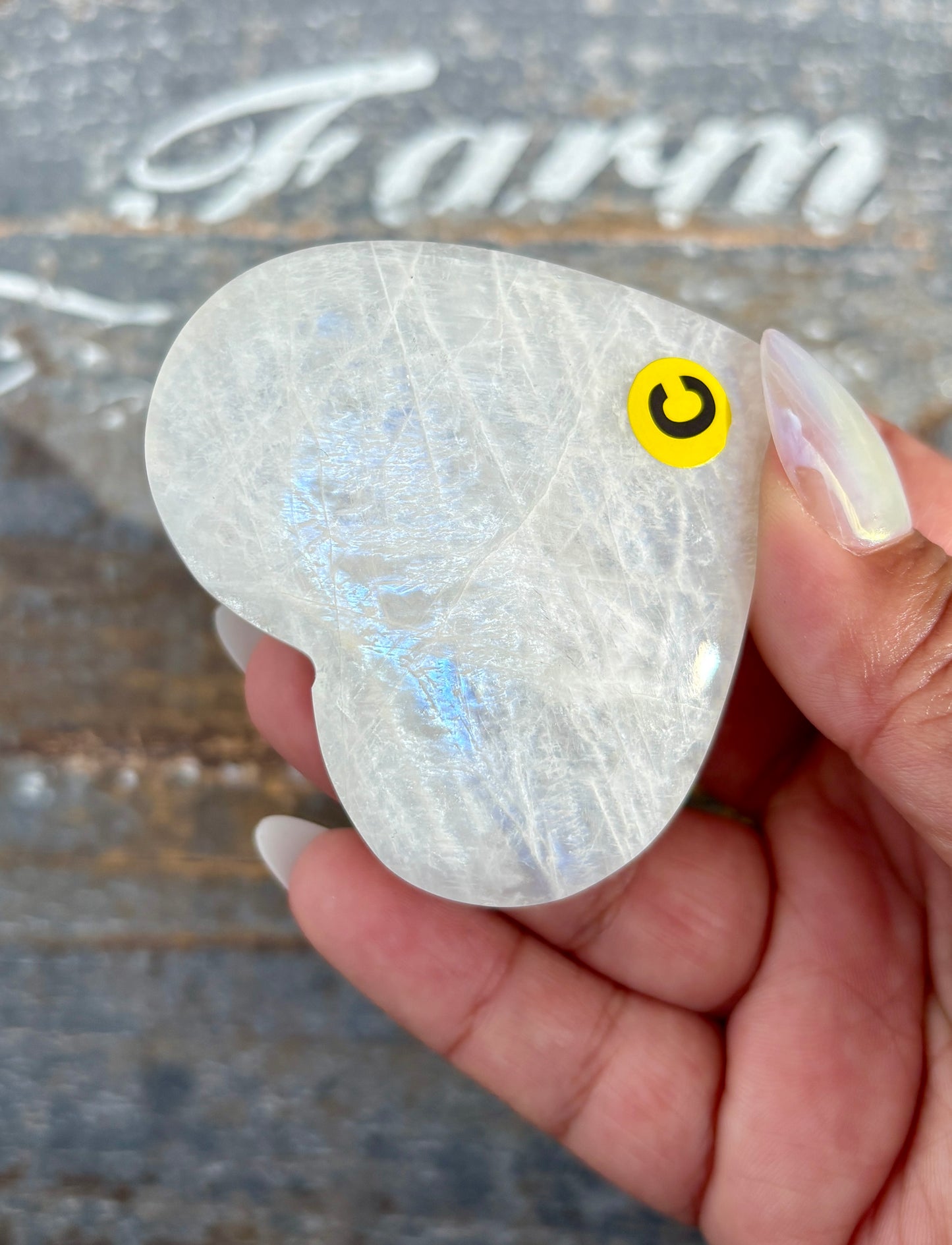 Gorgeous White Moonstone Heart with Blue Flash | Opt C