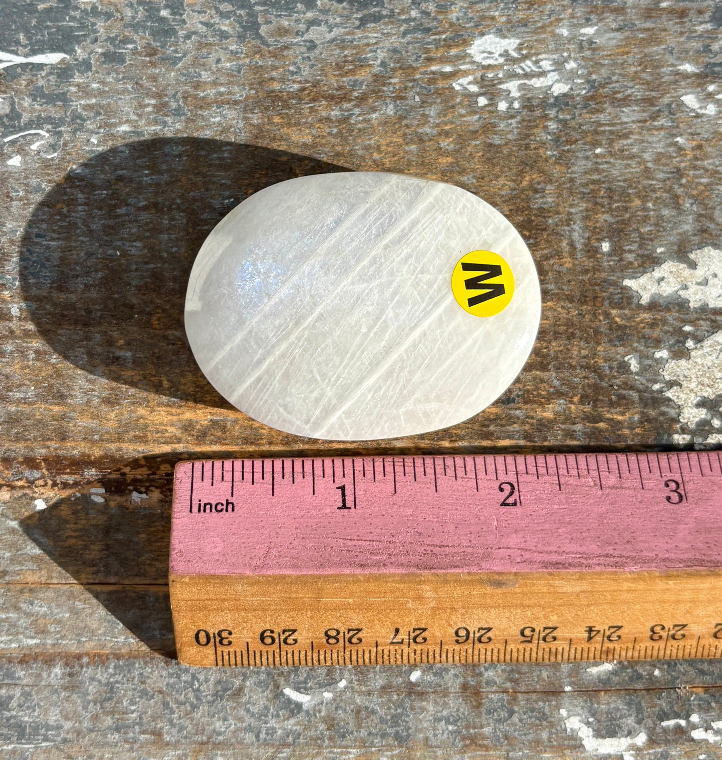 Gorgeous White Moonstone Palm Stone with Blue Flash | Opt W