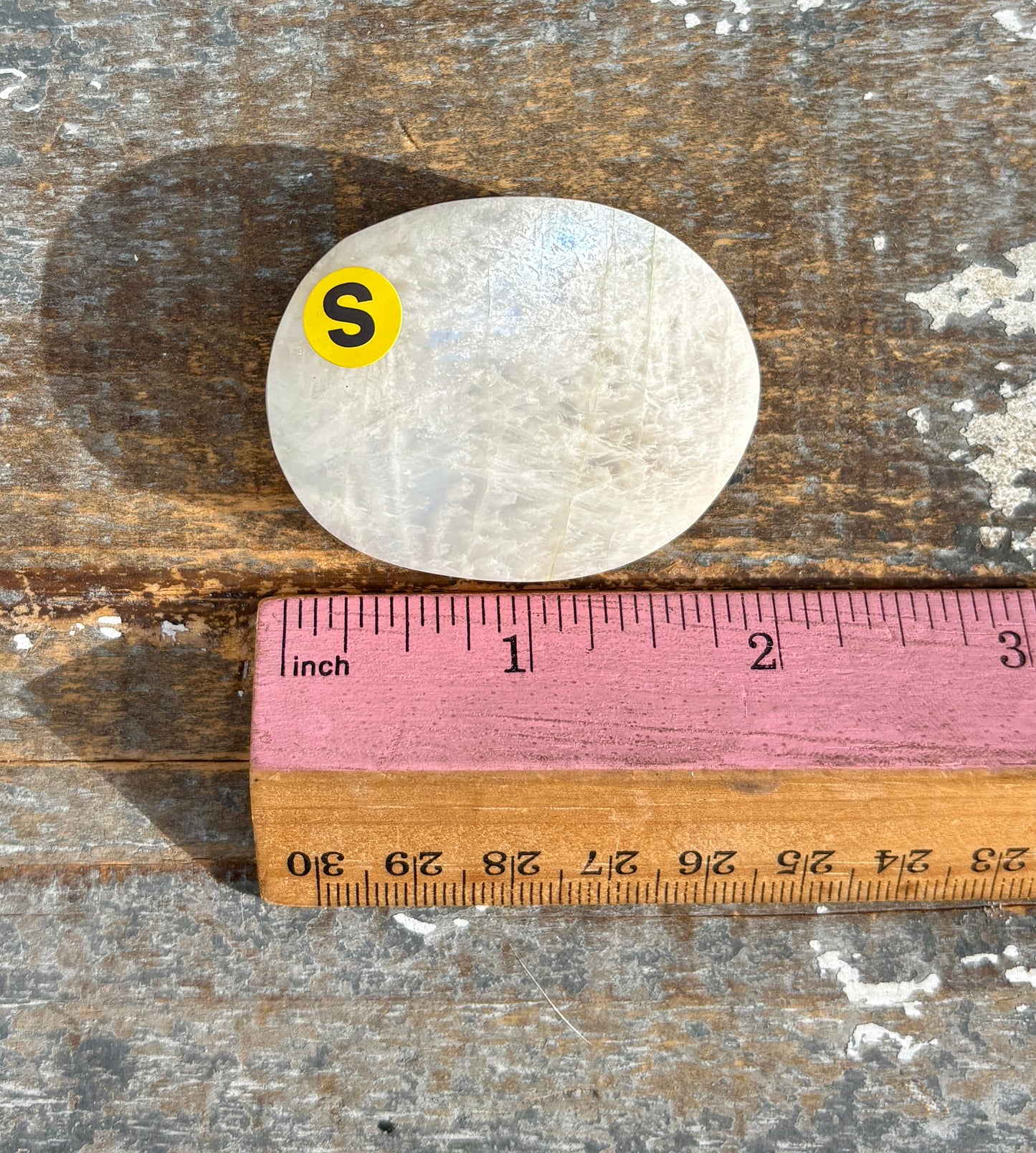 Gorgeous White Moonstone Palm Stone with Blue Flash | Opt S