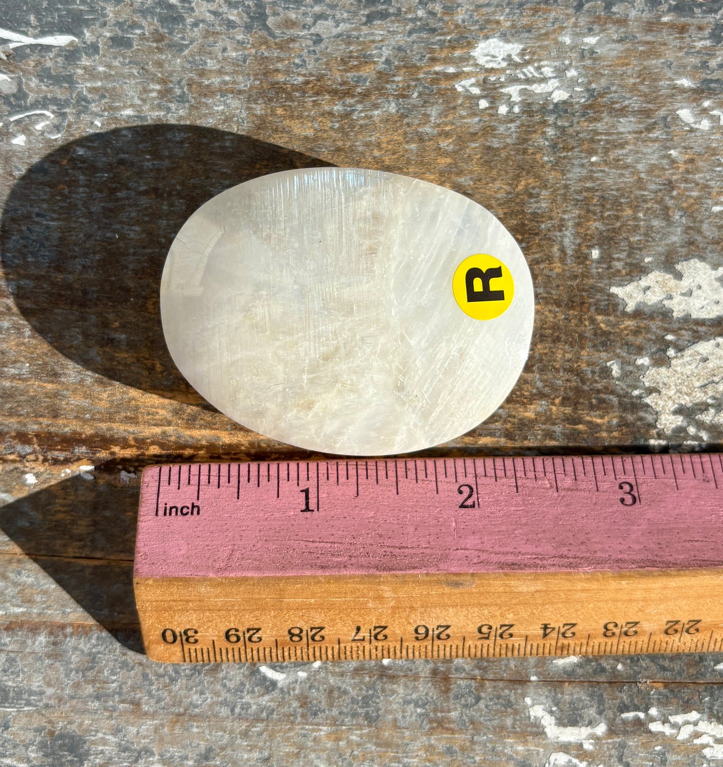Gorgeous White Moonstone Palm Stone with Blue Flash | Opt R