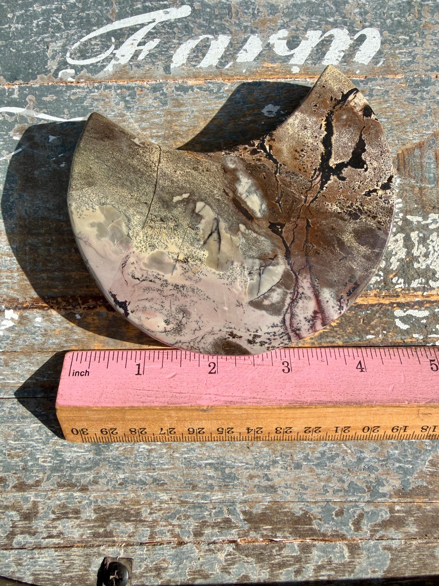Gorgeous Picture Jasper Moon on Black Stand | Opt G