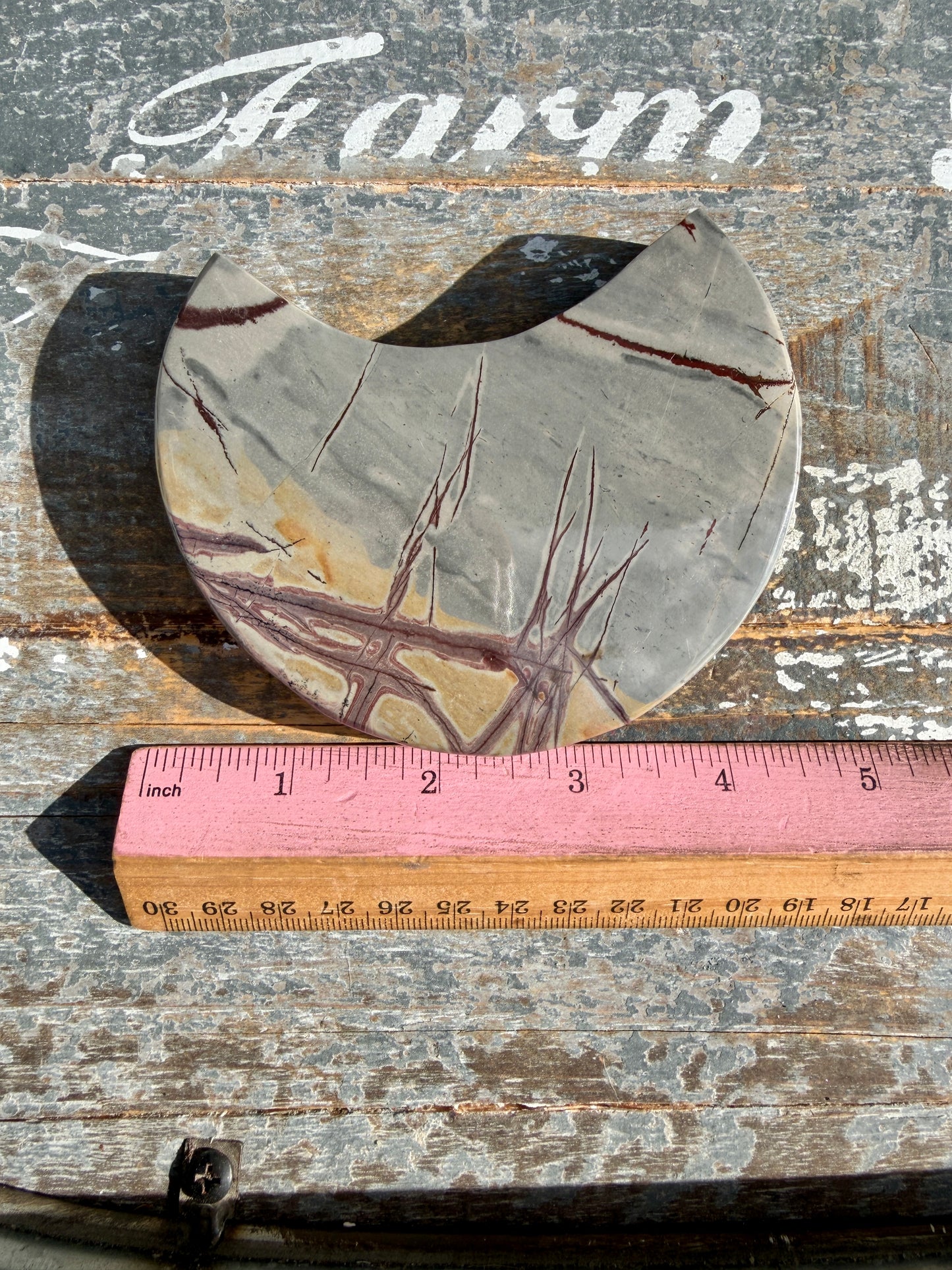 Gorgeous Picture Jasper Moon on Black Stand | Opt C