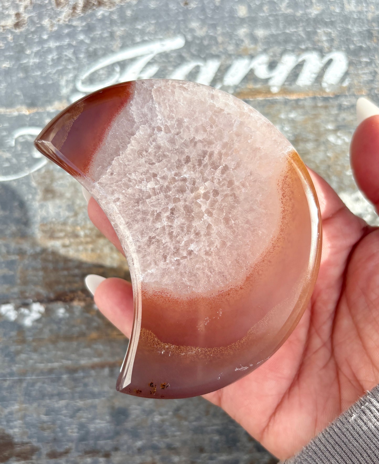 Gorgeous High Grade Agate Moon With Druzy from Brazil | Opt D
