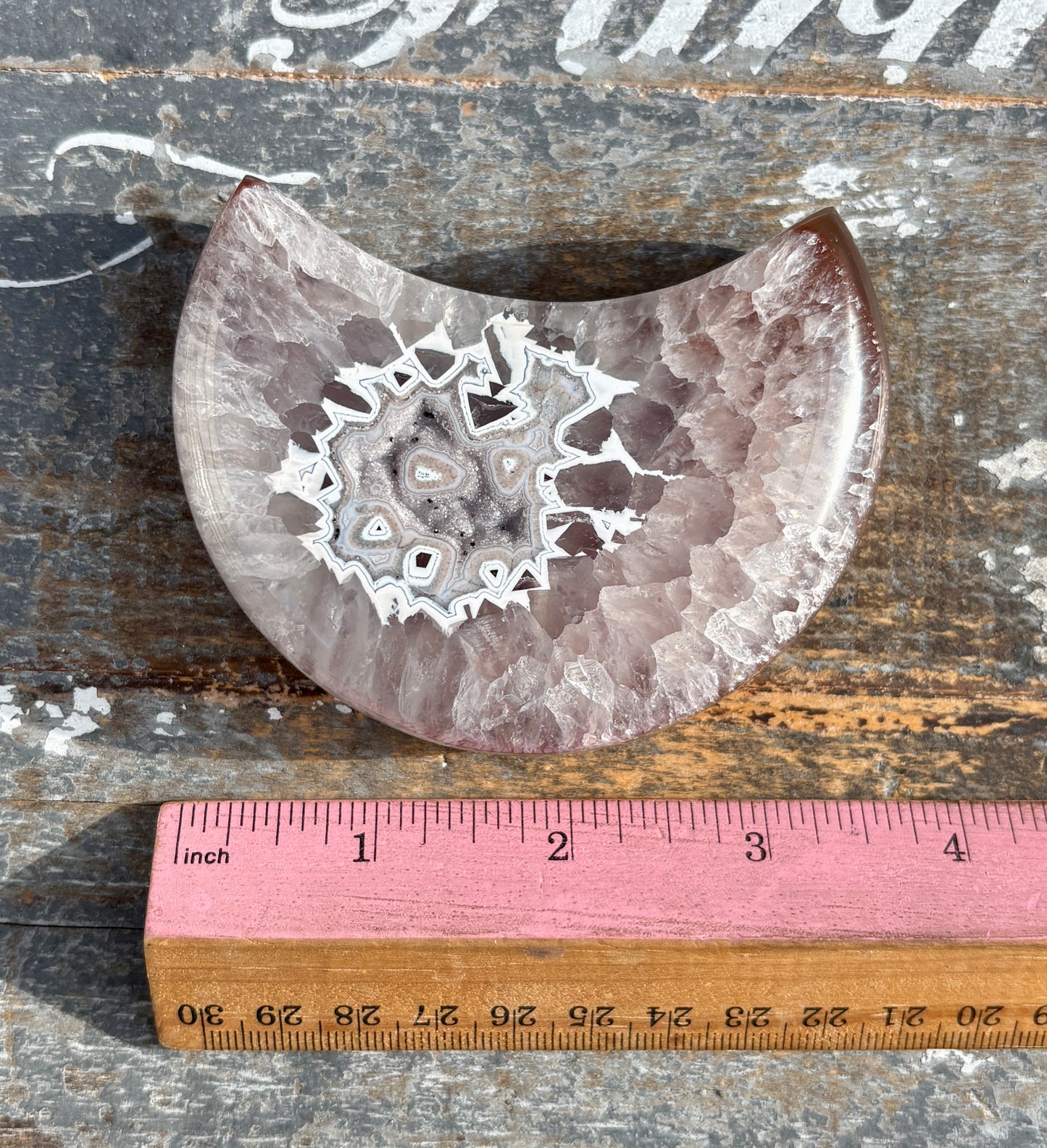 Gorgeous High Grade Agate Moon With Druzy from Brazil | Opt D