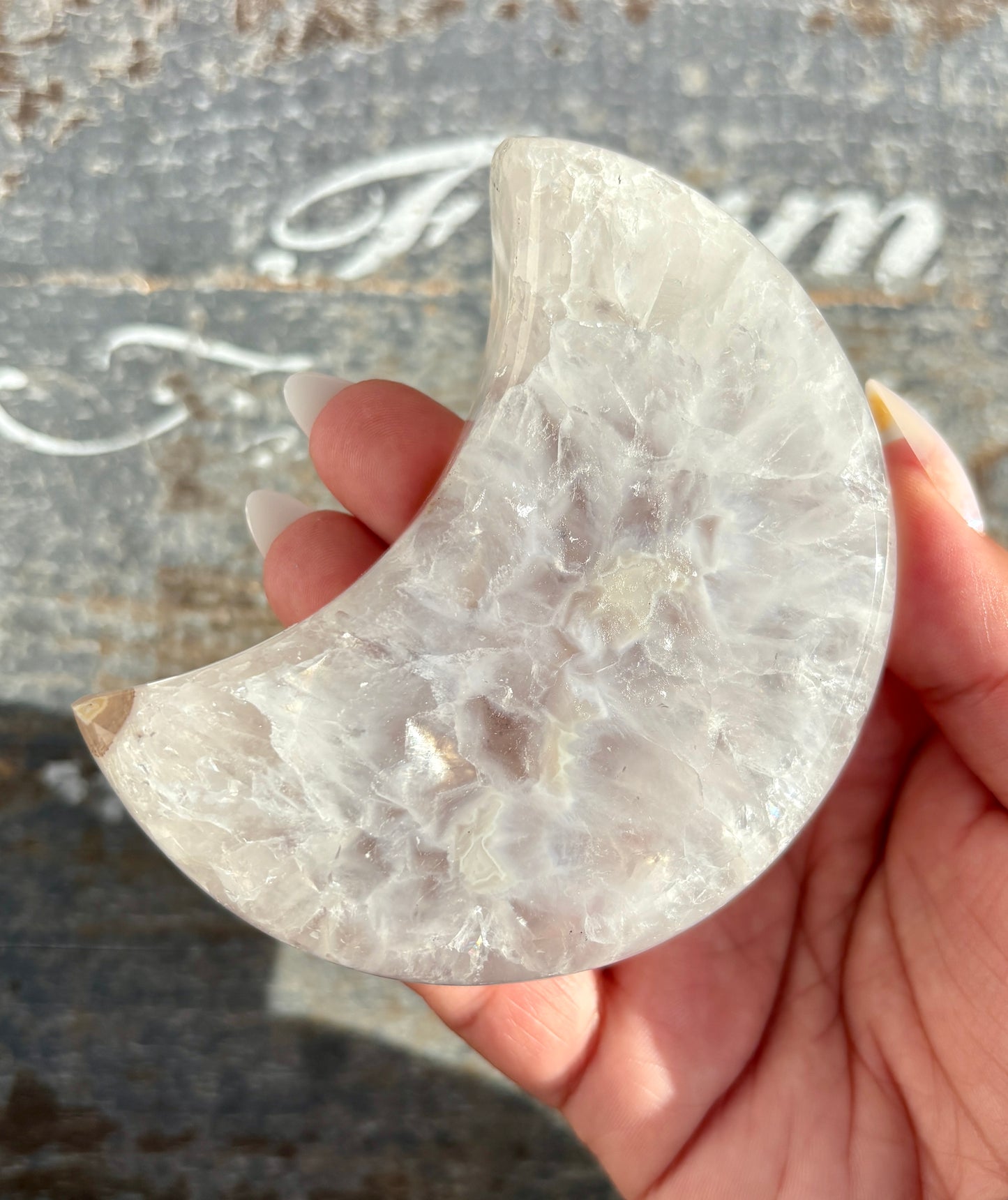 Gorgeous High Grade Agate Moon With Druzy from Brazil | Opt F