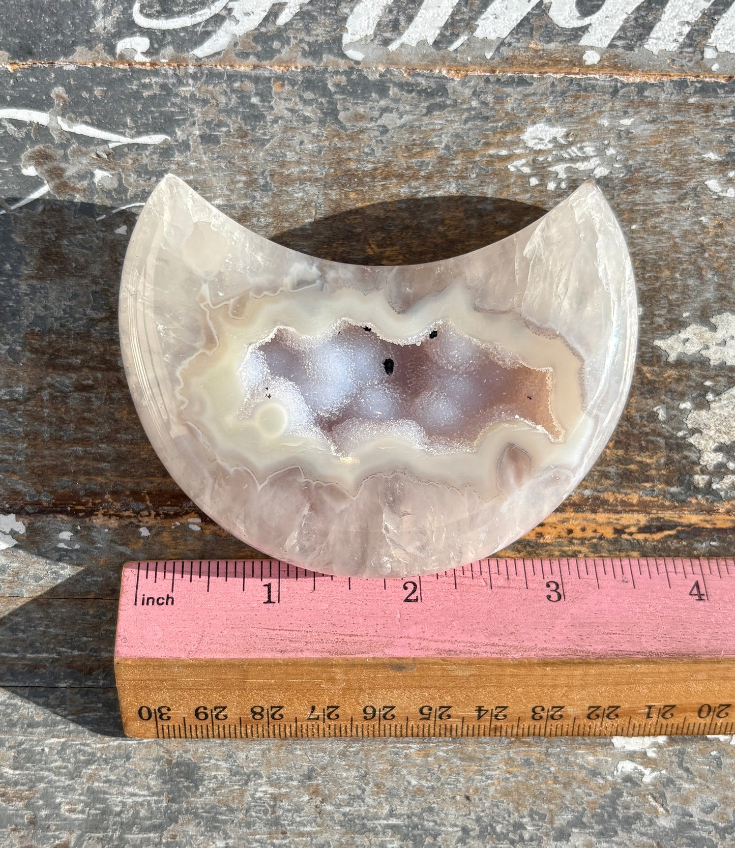 Gorgeous High Grade Agate Moon With Druzy from Brazil | Opt F