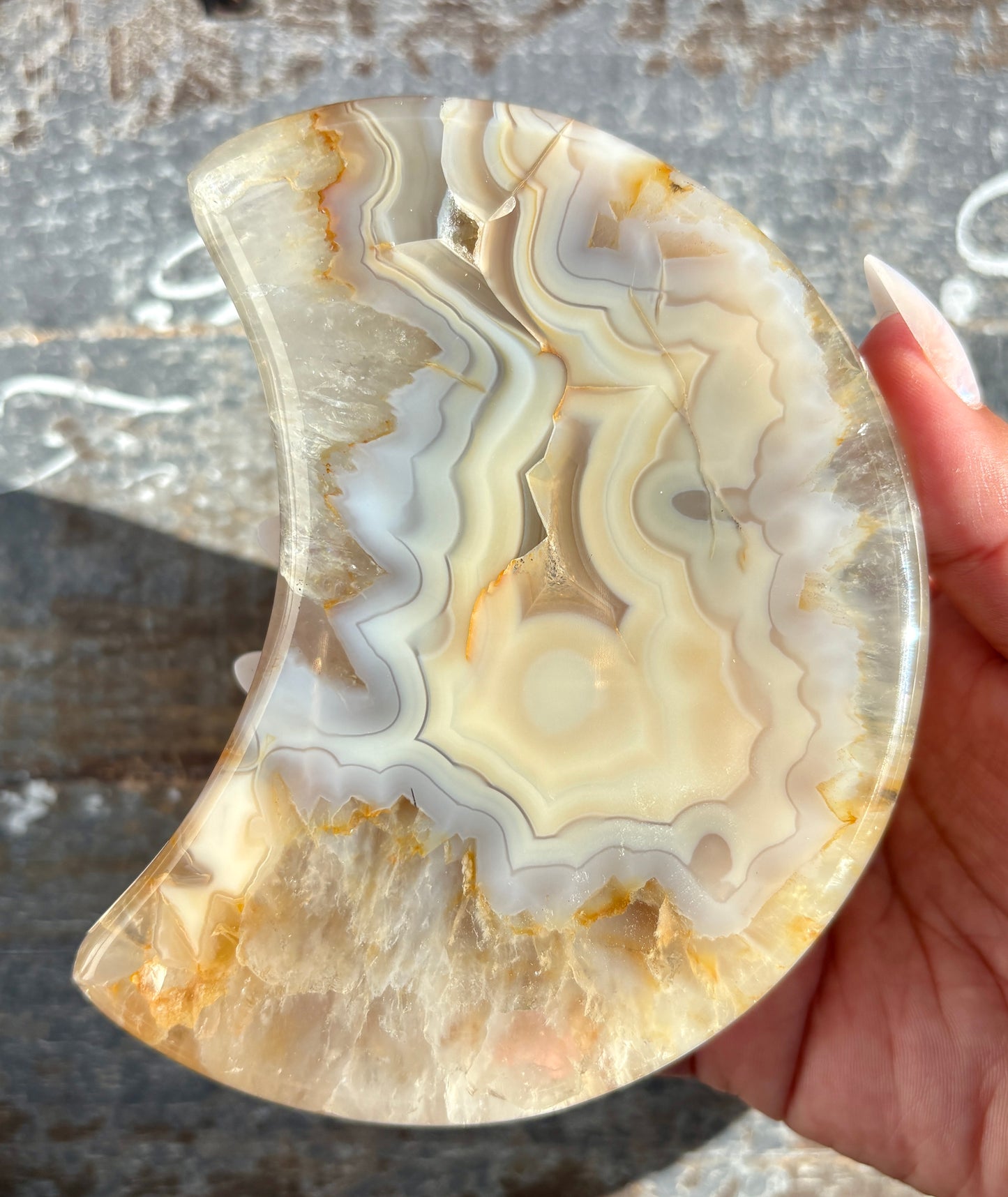Gorgeous High Grade Agate Moon With Druzy from Brazil | Opt G