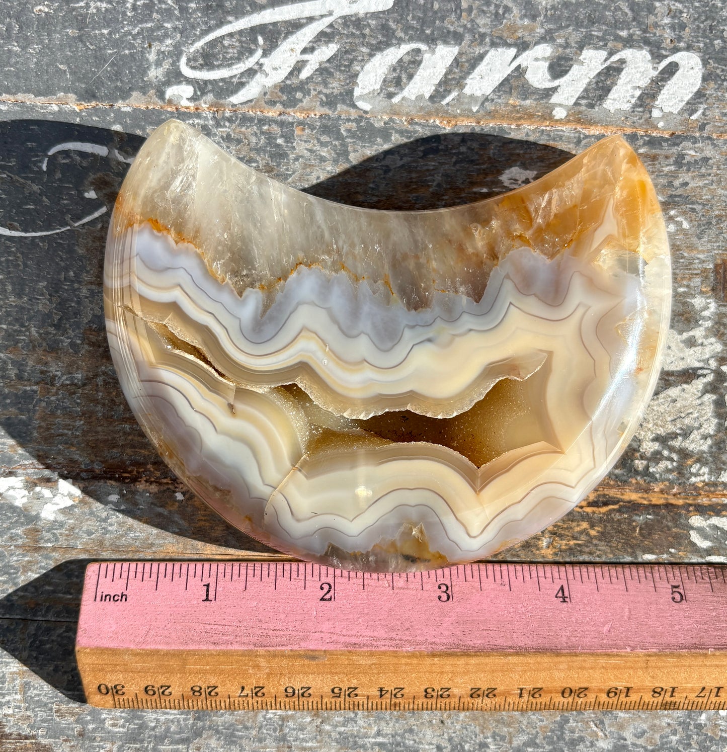Gorgeous High Grade Agate Moon With Druzy from Brazil | Opt G
