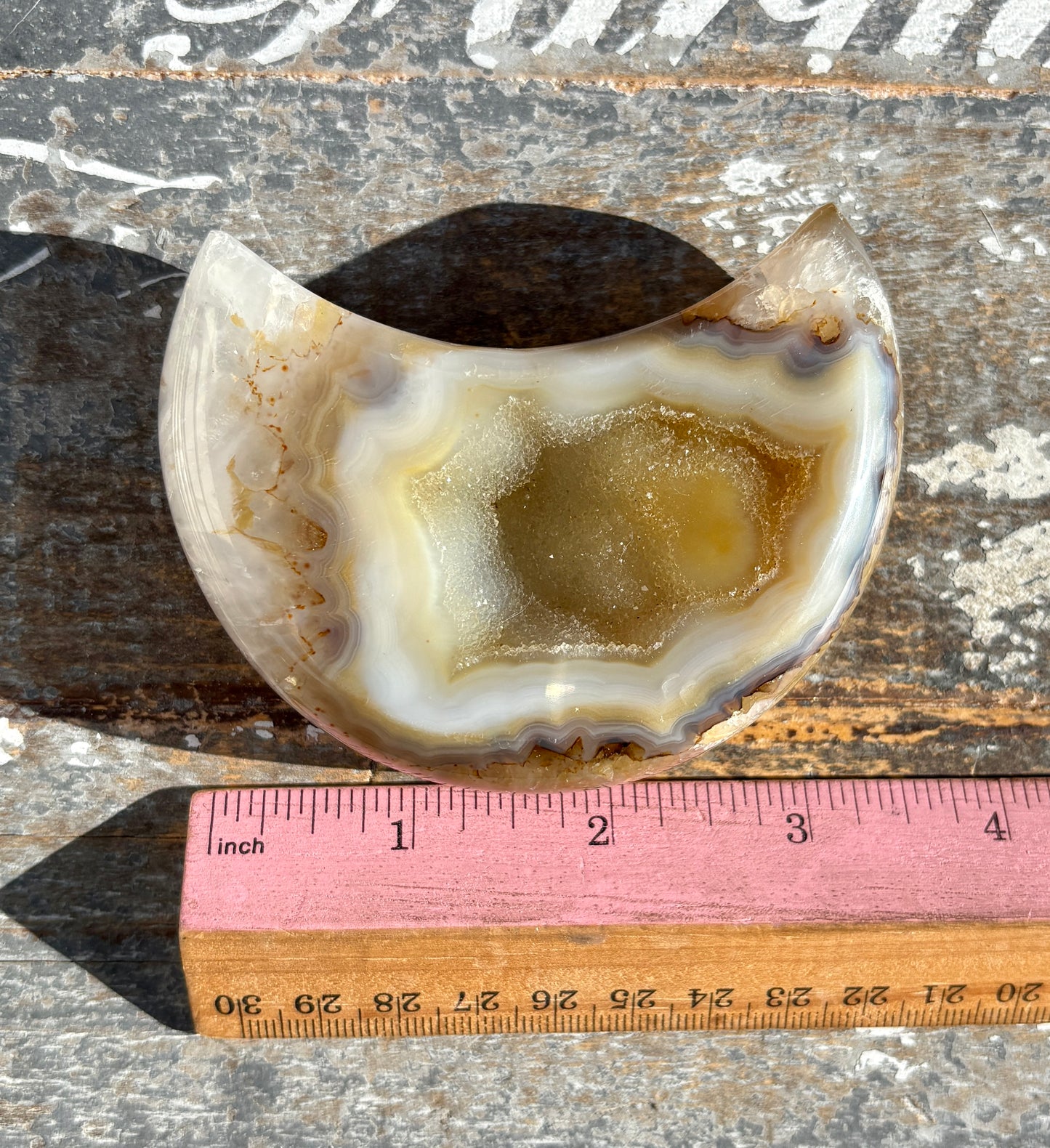 Gorgeous High Grade Agate Moon With Druzy from Brazil | Opt A