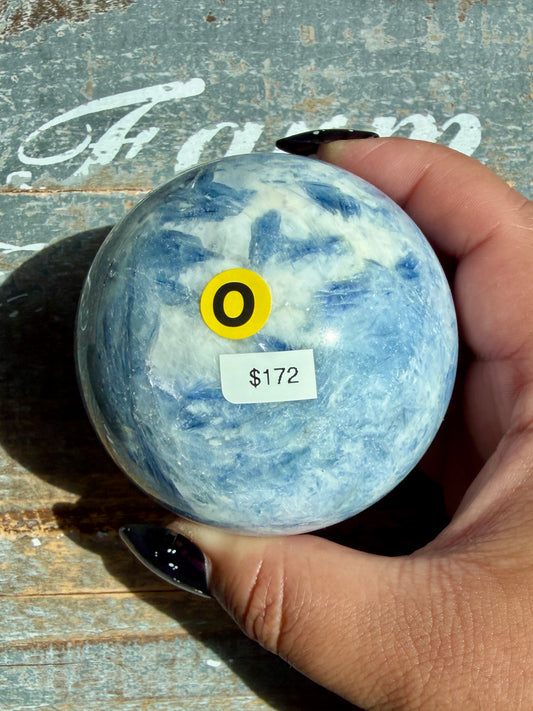 Gorgeous Blue Kyanite in Quartz Sphere | Opt O