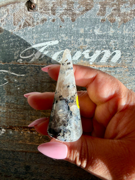 Flashy Rainbow Moonstone Ring Holder | Opt L