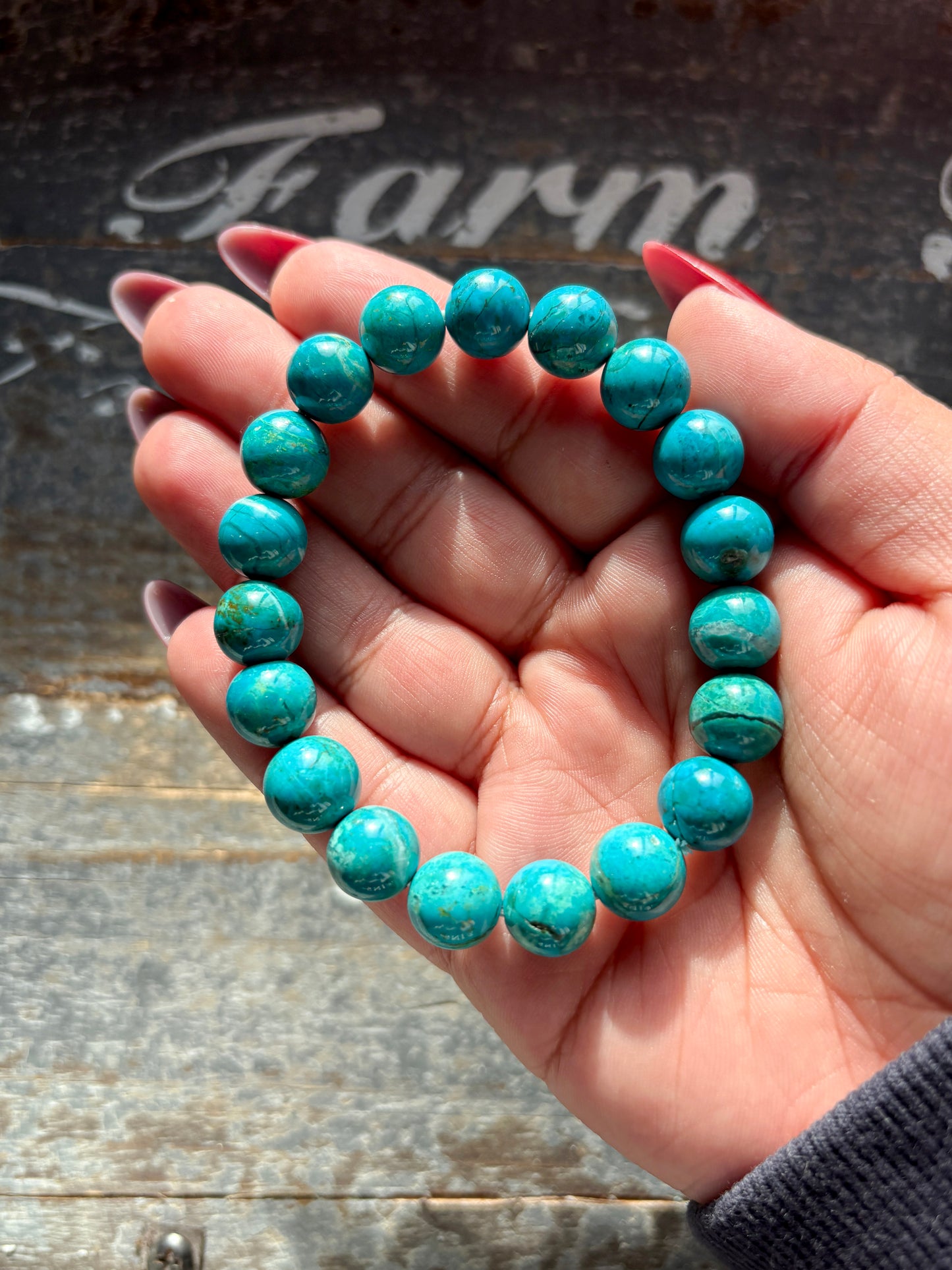 Gorgeous RARE Chrysocolla & Malachite Bead Bracelet | 10mm