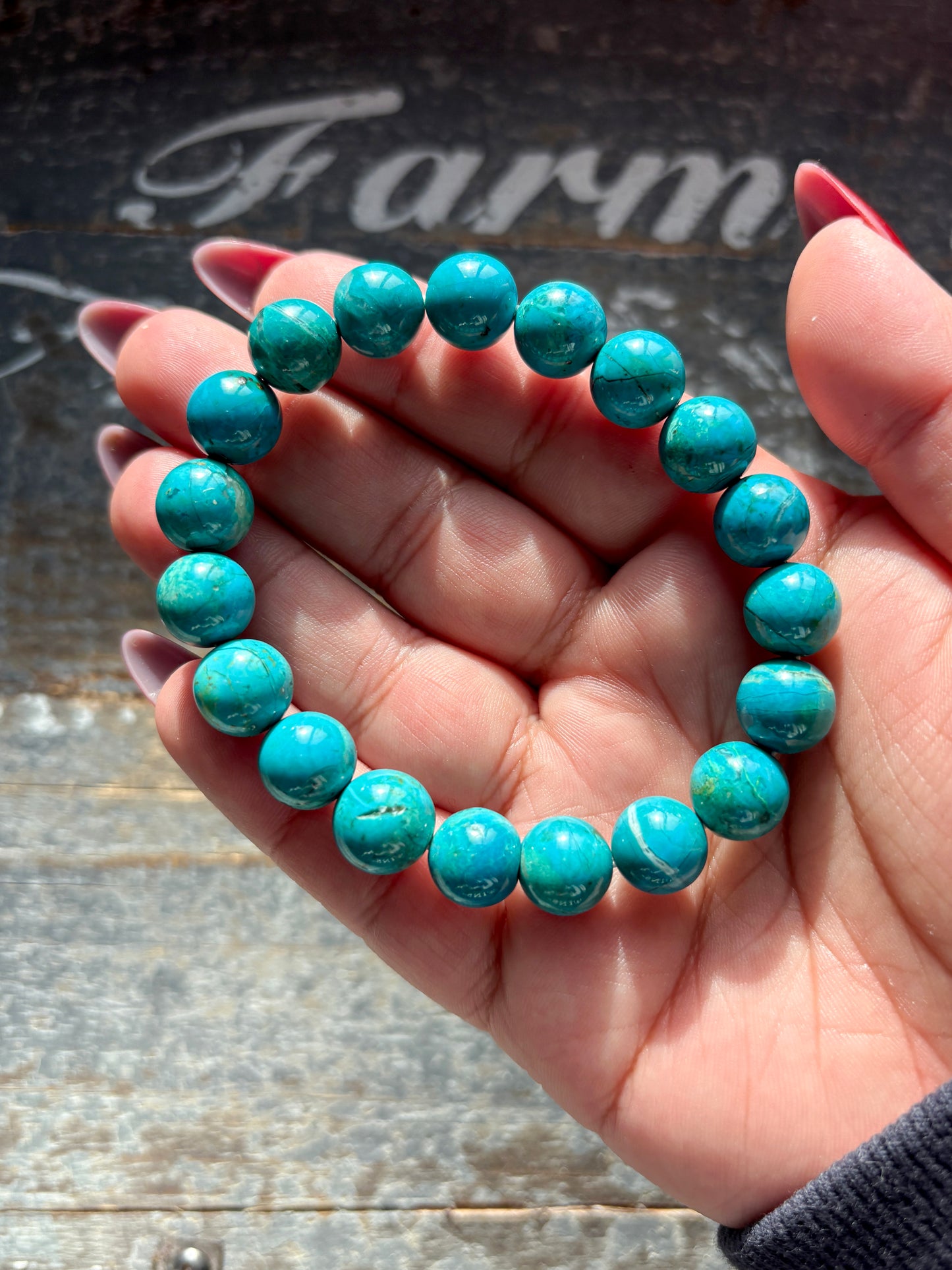 Gorgeous RARE Chrysocolla & Malachite Bead Bracelet | 10mm