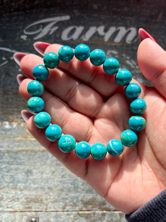 Gorgeous RARE Chrysocolla & Malachite Bead Bracelet | 10mm