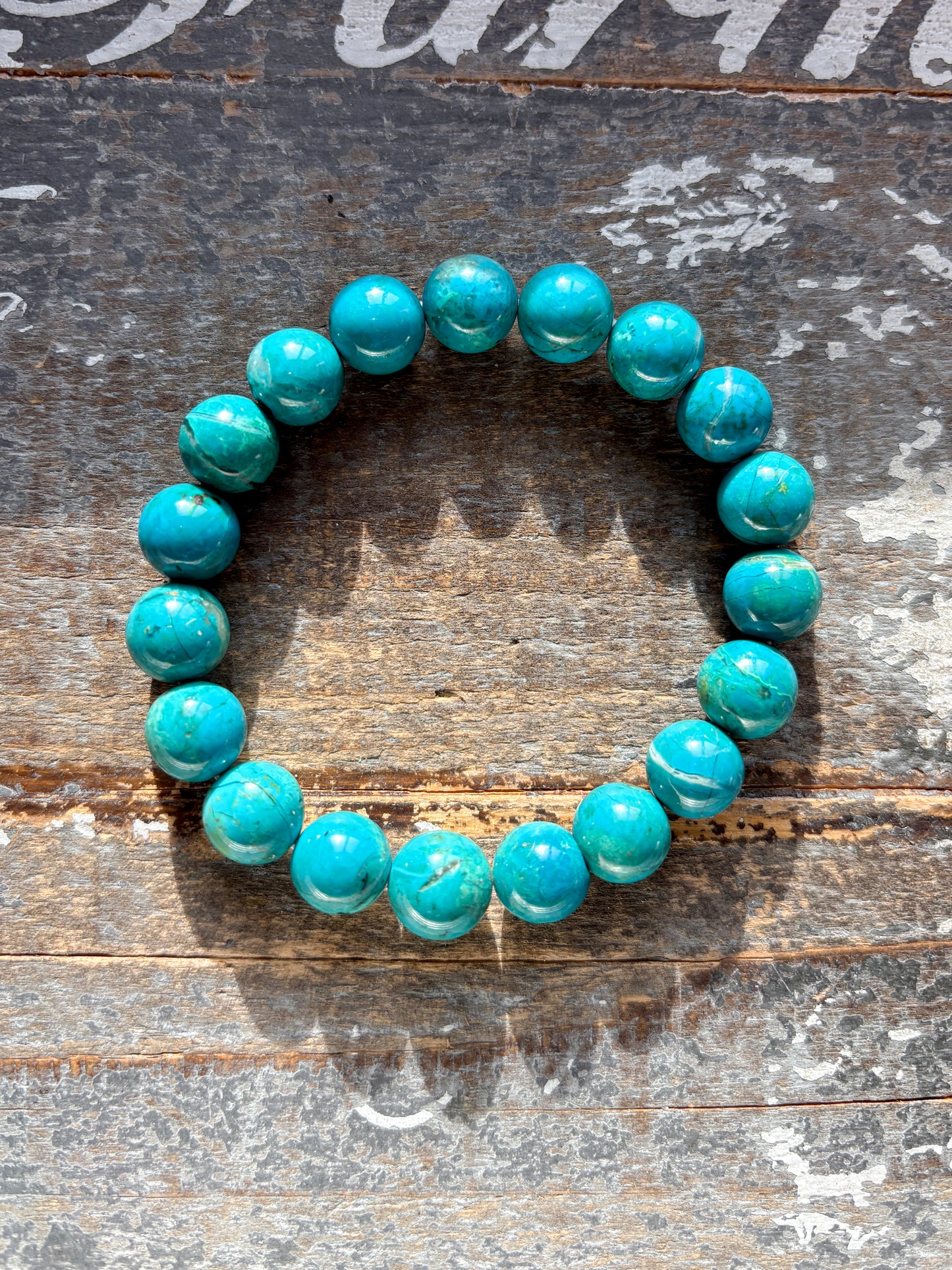 Gorgeous RARE Chrysocolla & Malachite Bead Bracelet | 10mm