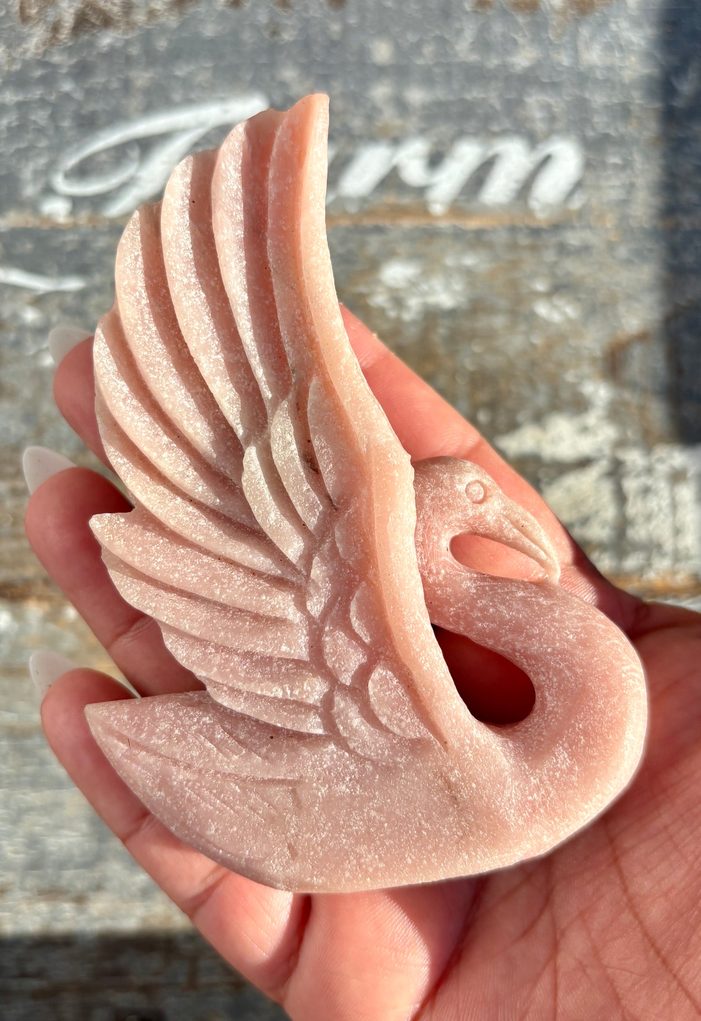 Gorgeous Pink Opal Hand Carved Swan | Opt R