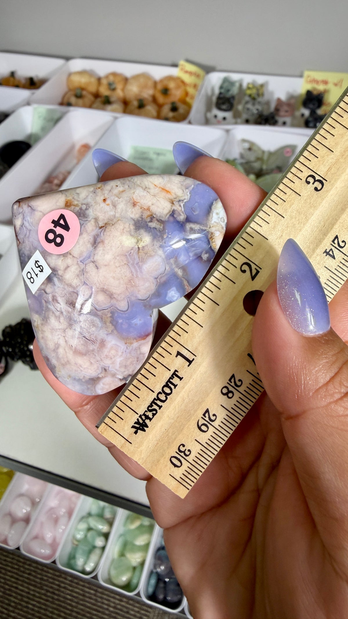 Gorgeous Blue Flower Agate Heart | Opt 48