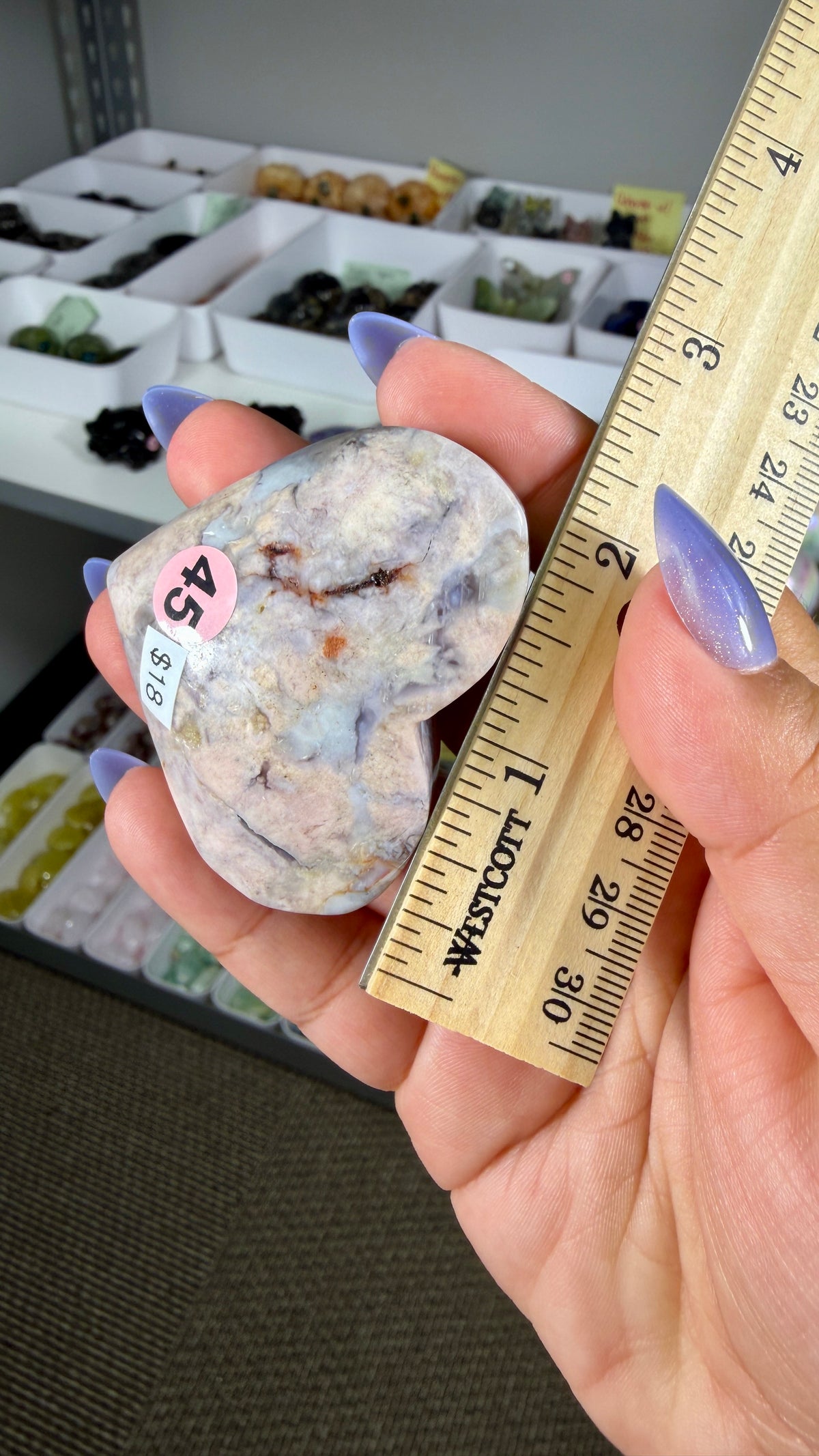 Gorgeous Blue Flower Agate Heart | Opt 45
