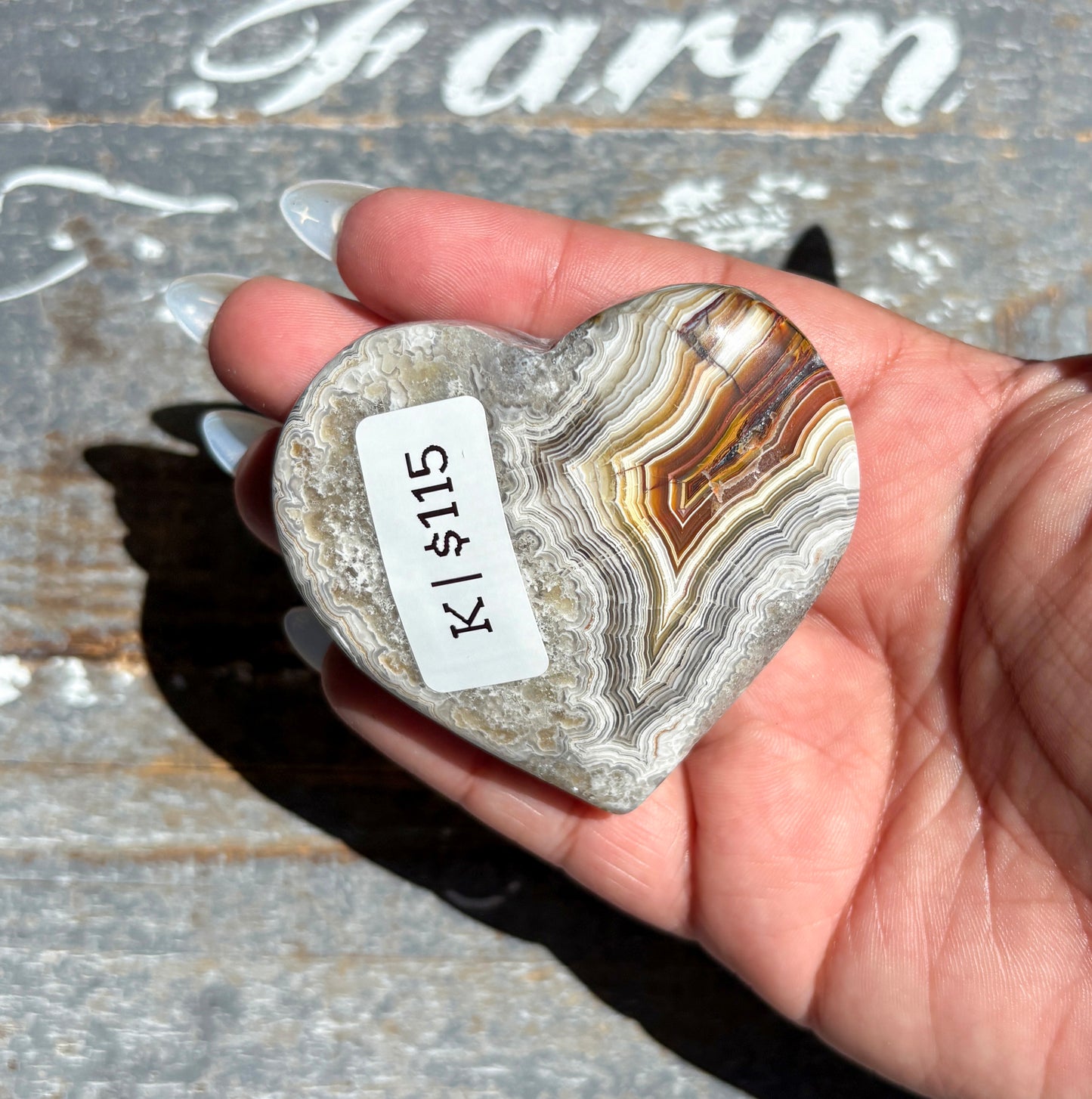 Gorgeous High Quality Crazy Lace Agate Heart from Mexico | K