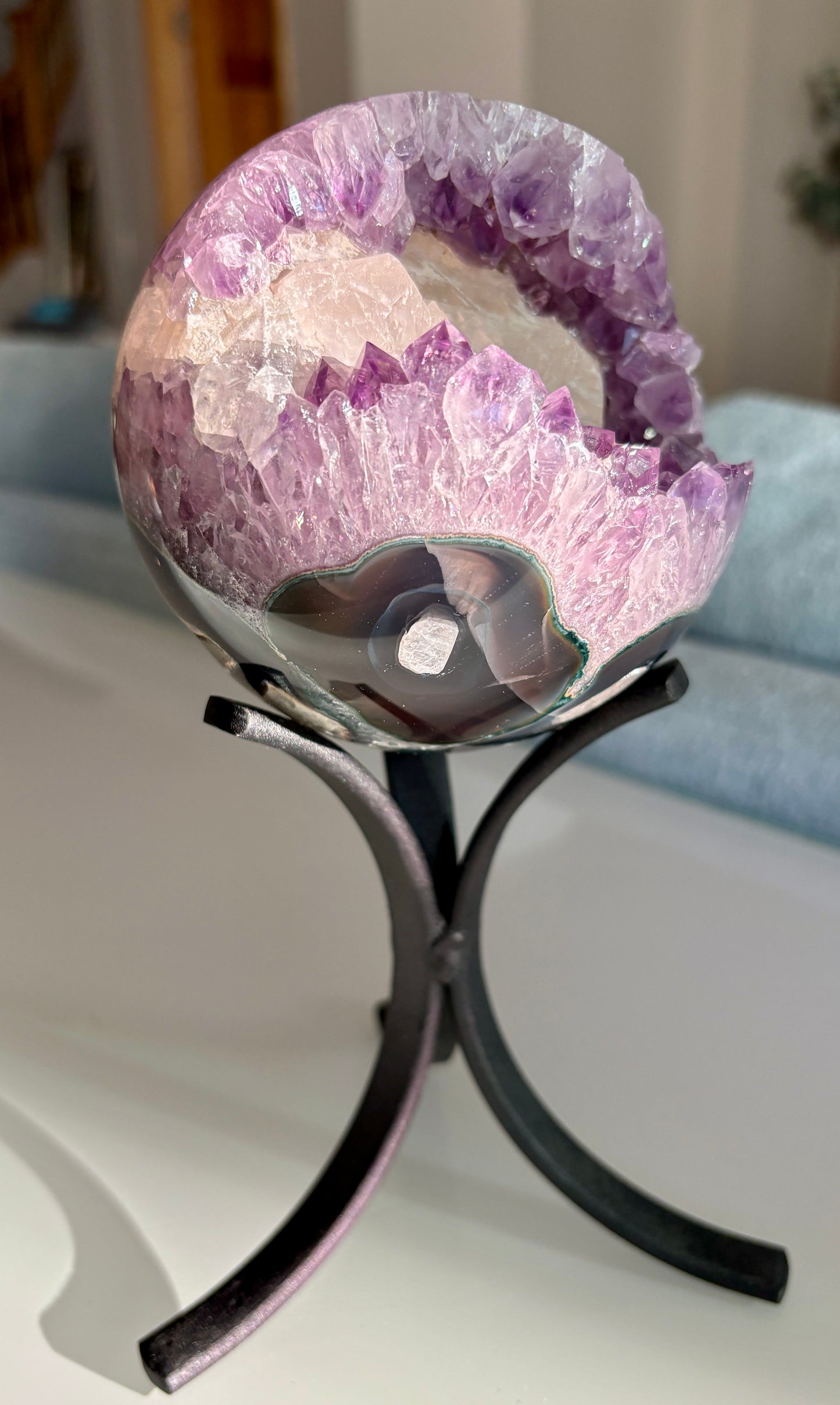 Gorgeous High Quality Amethyst Sphere with Calcite from Brazil