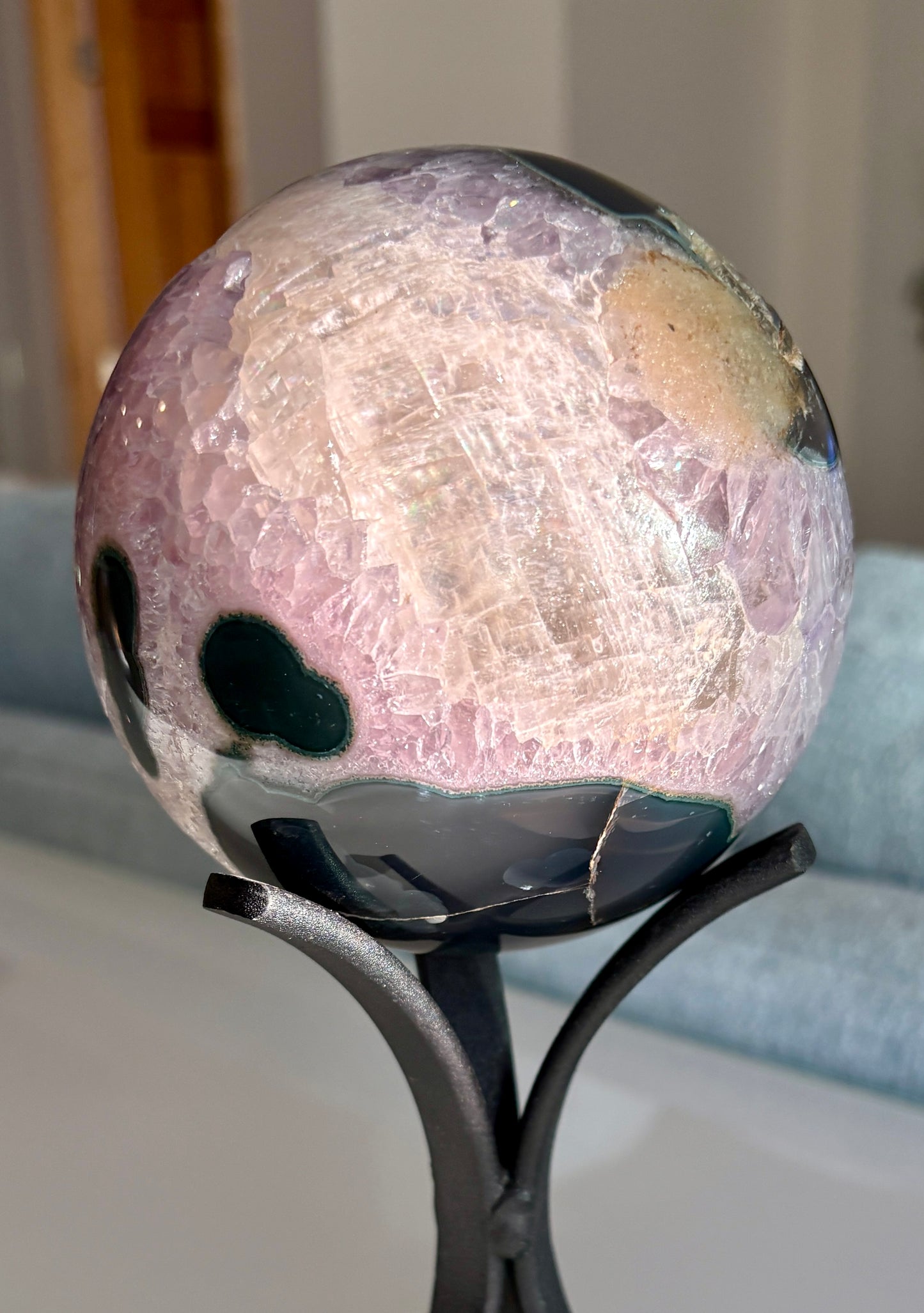Gorgeous High Quality Amethyst Sphere with Calcite from Brazil