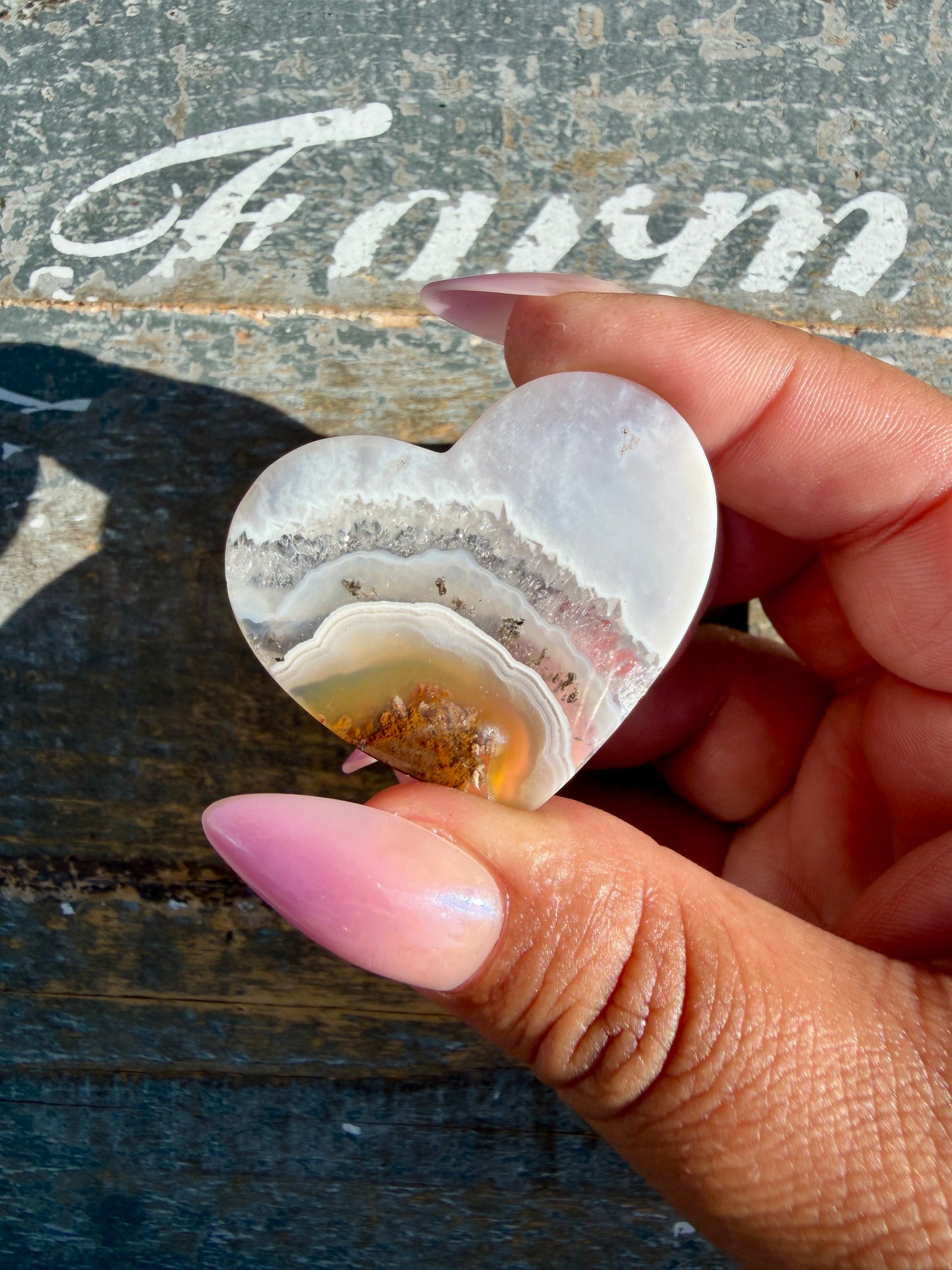 Gorgeous Indonesia Moss Agate Small Heart (Flat Back) | Opt 16 | Size - 1.5"