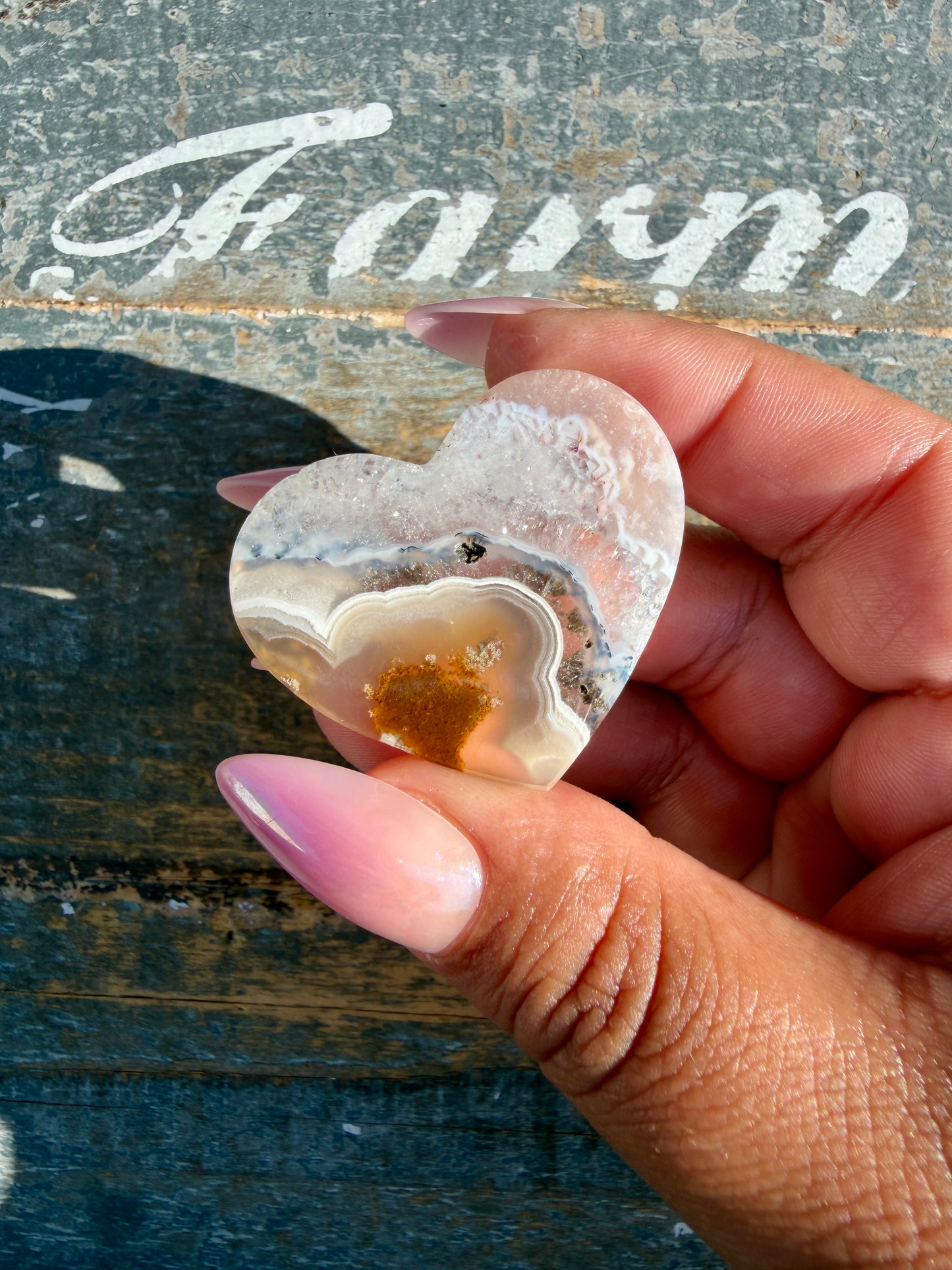 Gorgeous Indonesia Moss Agate Small Heart (Flat Back) | Opt 19 | Size - 1.5"