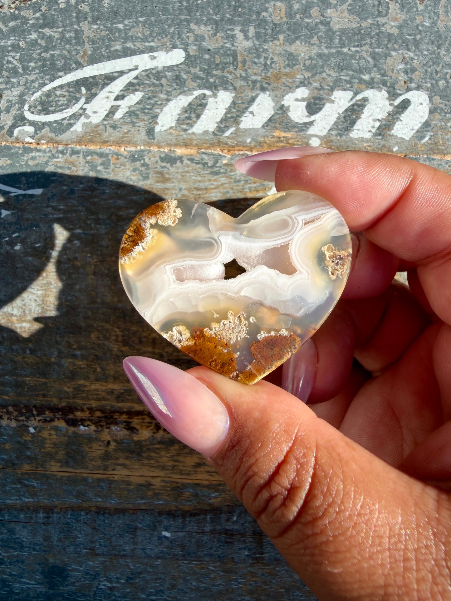 Gorgeous Indonesia Moss Agate Small Heart (Flat Back) | Opt 22 | Size - 1.5"