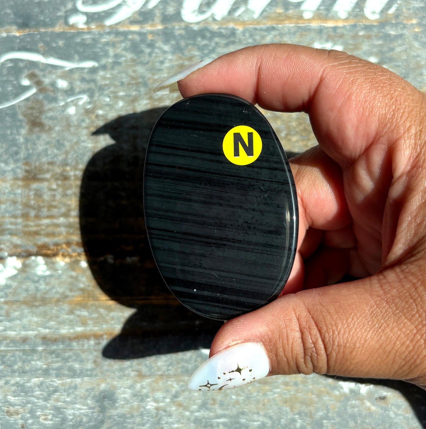 Gorgeous Midnight Lace Obsidian Palm Stone from Armenia | N