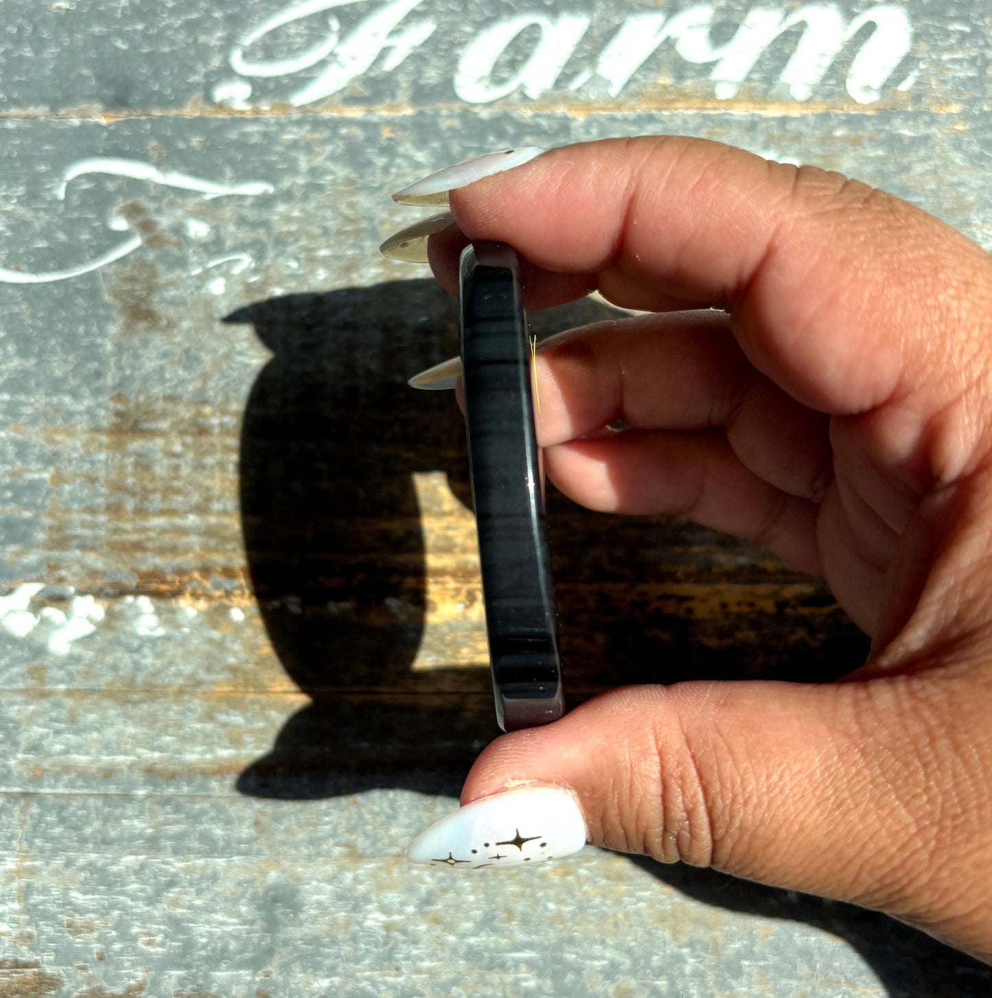 Gorgeous Midnight Lace Obsidian Palm Stone from Armenia | N