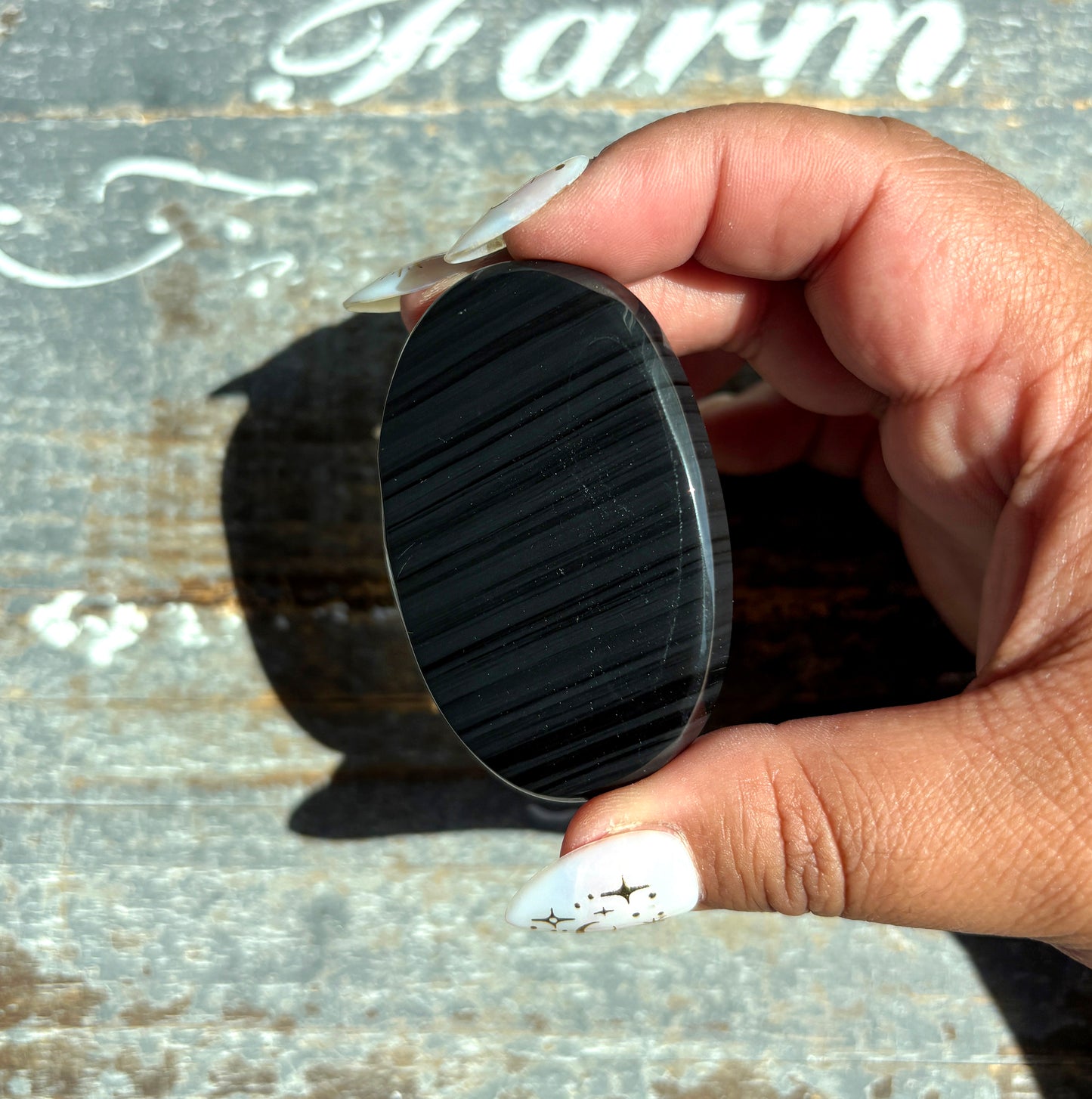 Gorgeous Midnight Lace Obsidian Palm Stone from Armenia | N