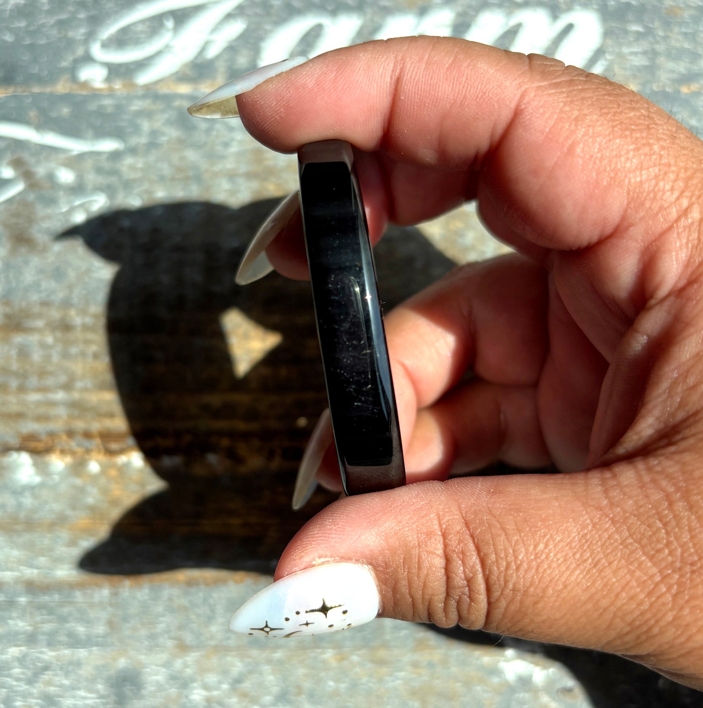 Gorgeous Midnight Lace Obsidian Palm Stone from Armenia | Y