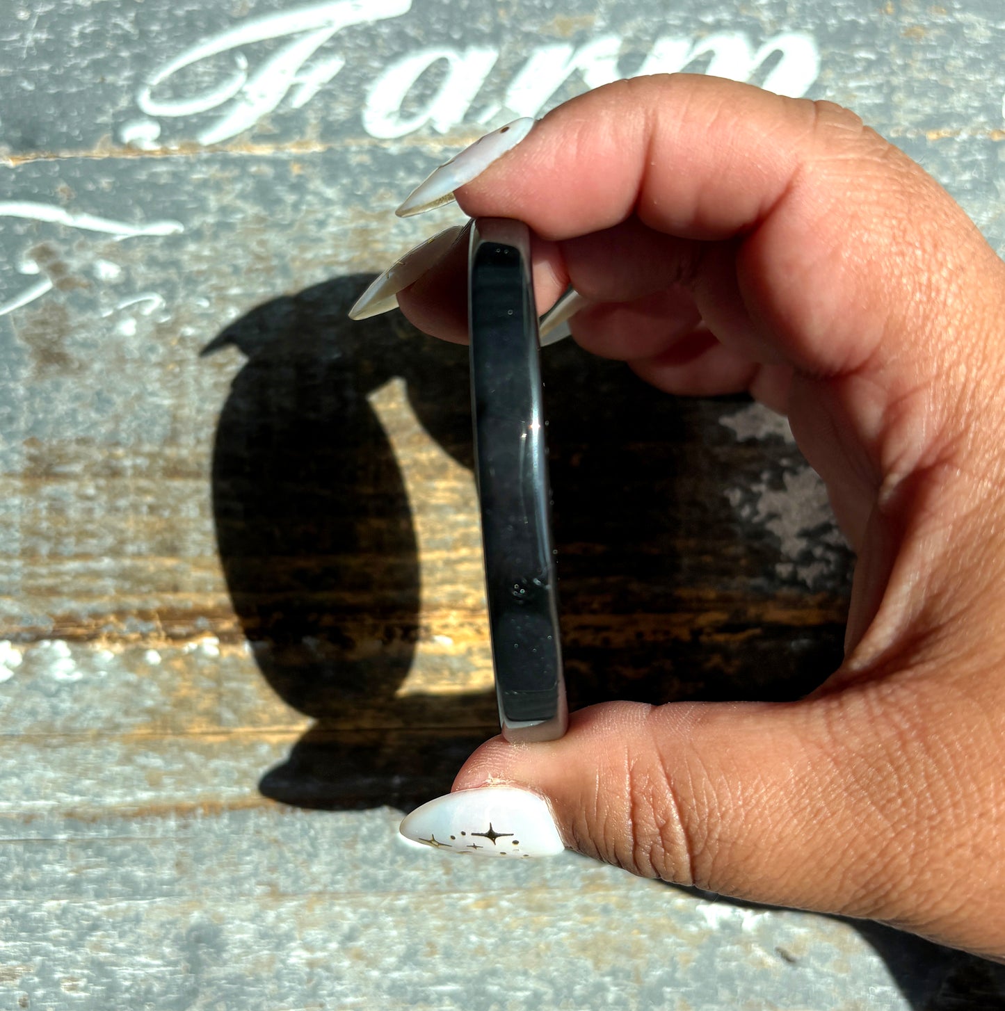 Gorgeous Midnight Lace Obsidian Palm Stone from Armenia |